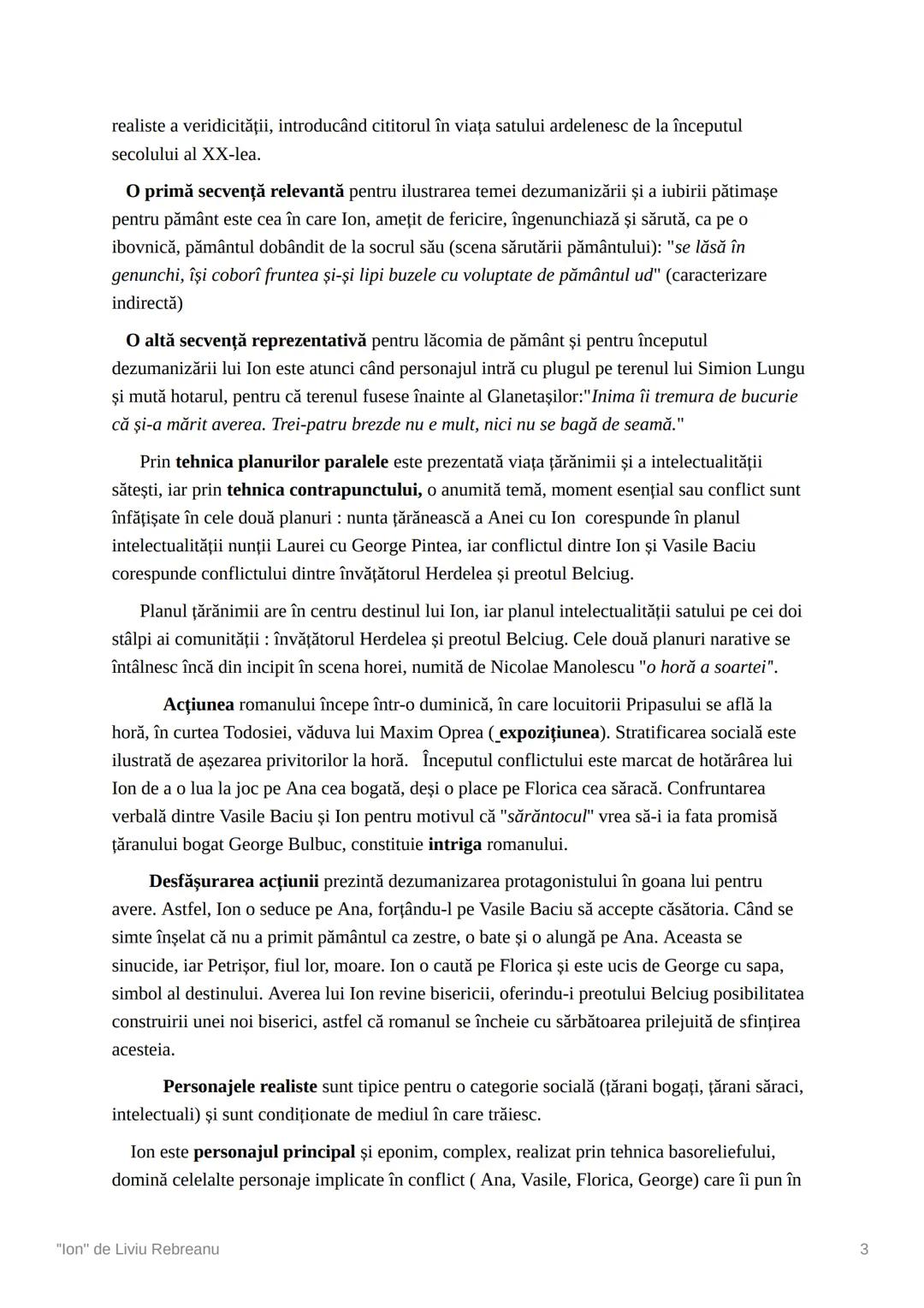 # "Ion" de Liviu Rebreanu
◆Partea comună
Liviu Rebreanu, creator al romanului realist modern în literatura română, se dezice de
realismul