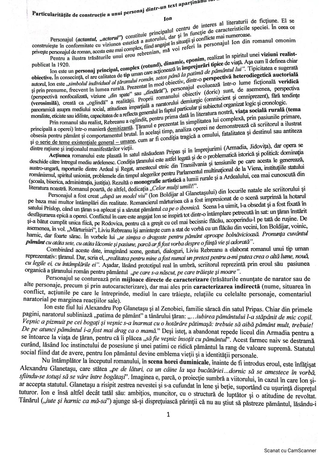 Particularităţile de construcție a unui personaj dintr-un text aparținanu
Ion
Personajul (actantul, actorul") constituie principalul centru