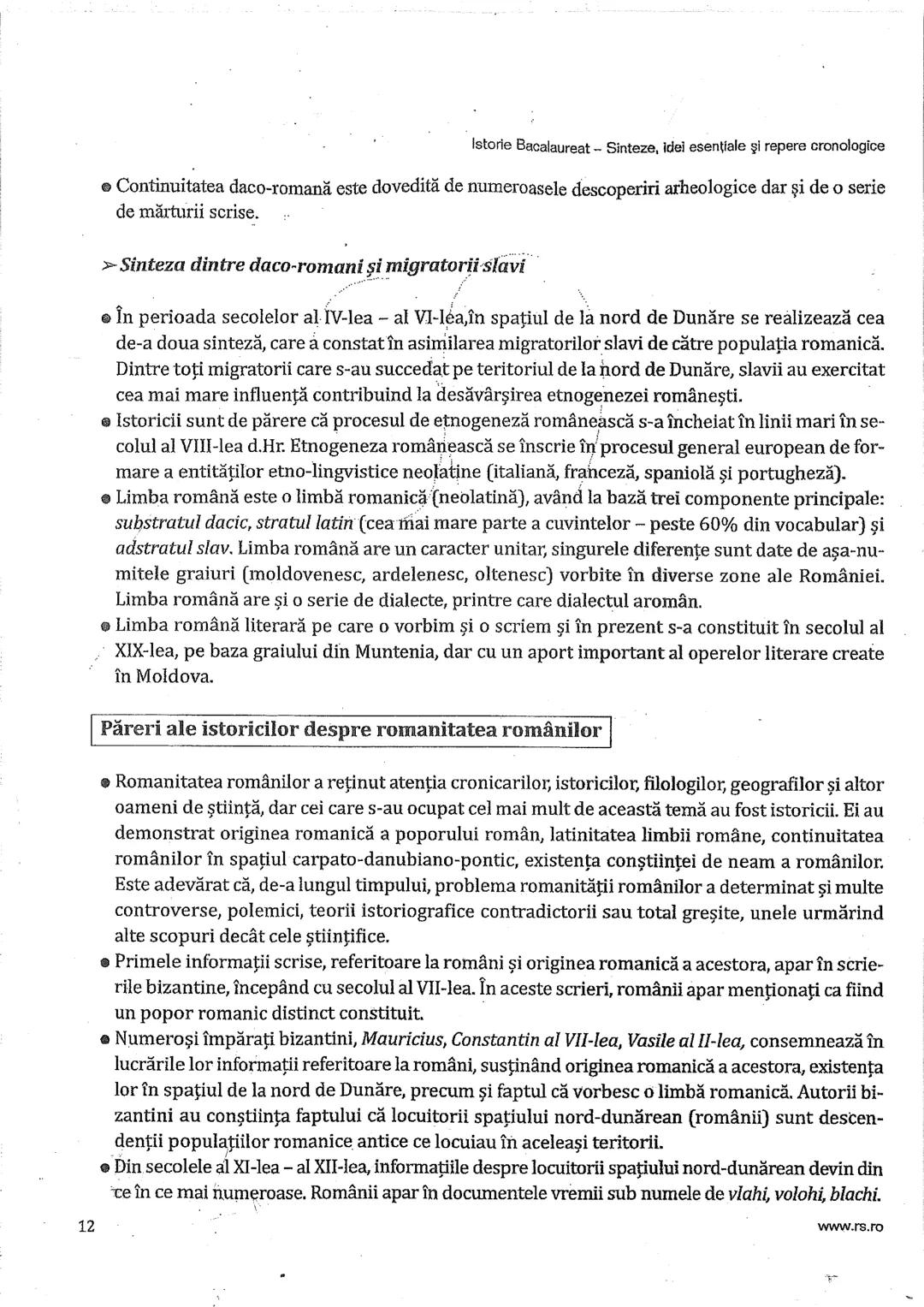 # Cap?
Istorie Bacalaureat - Sinteze, idei esenţiale şi repere cronologice
# Romanitatea românilor în viziunea istoricilor
## Ce reprezint