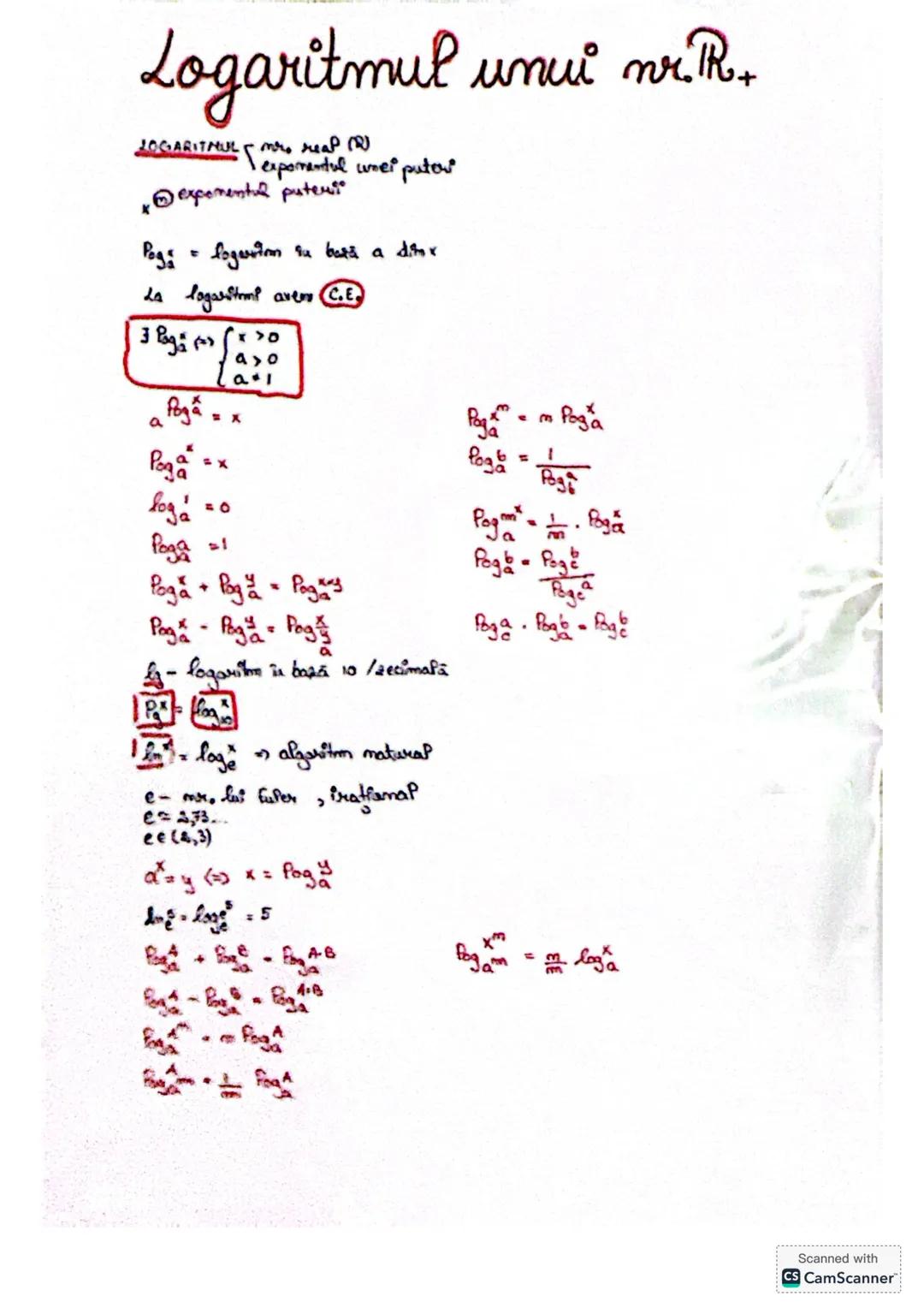 # Logaritmul unui nr.PR.+
JOGARITMUL ms reap (2)
Texpomentul unei puter
*expomentul puteri
$Poga$ = logariom su bază a ditox
La logarit