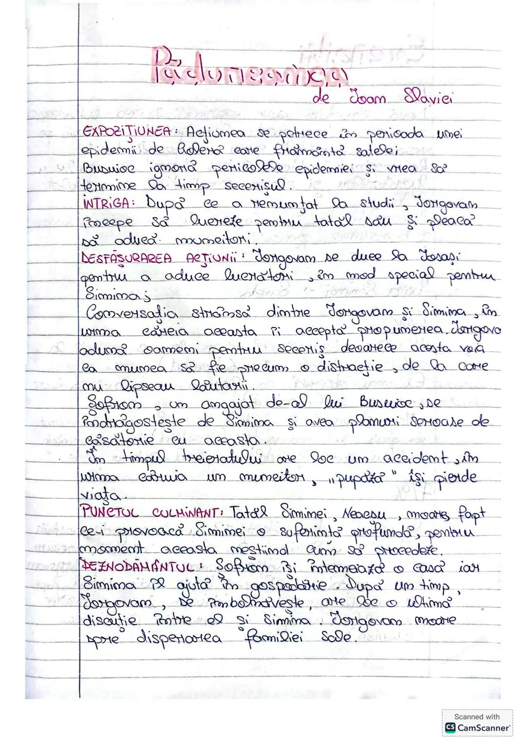 de Joam Slavici
EXPOZIŢIUNEA: Acfiumea se petrece în perioada umei
epidemii de Golera care framanta satelei
Busuioc igmona pericolele epide