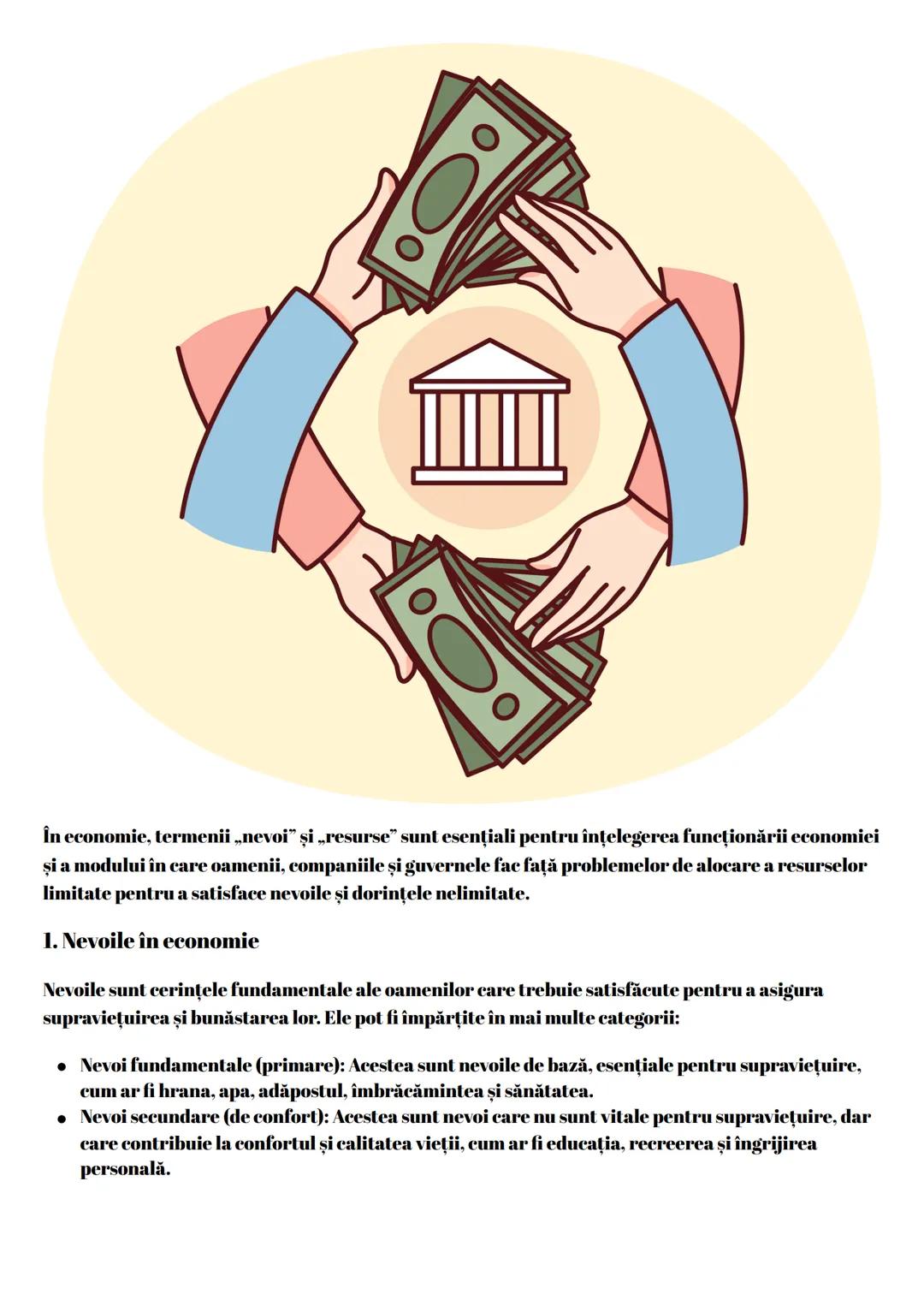 În economie, termenii „nevoi” şi „resurse" sunt esențiali pentru înțelegerea funcționării economiei
și a modului în care oamenii, companiile