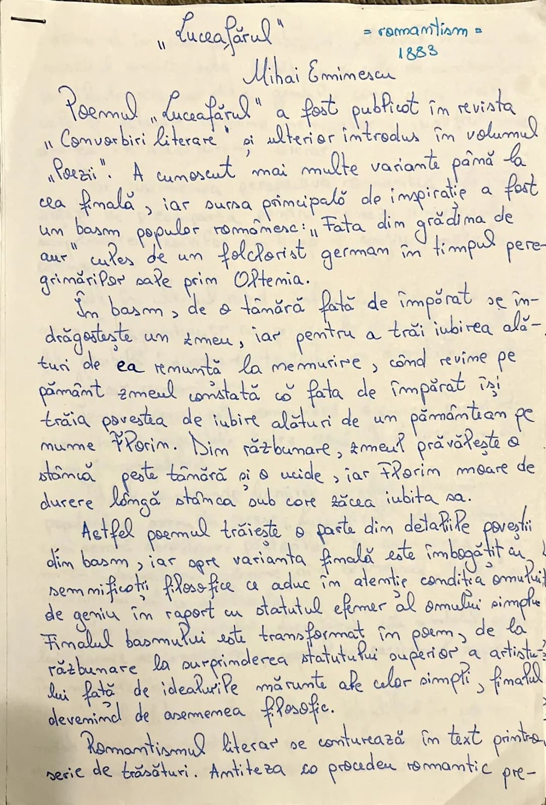 # "Luceafărul"
= romantism =
# Mihai Eminescu
1883
Poemul "Luceafărul" a fost publicat în revista
"Convorbiri literare" şi ulterior intr
