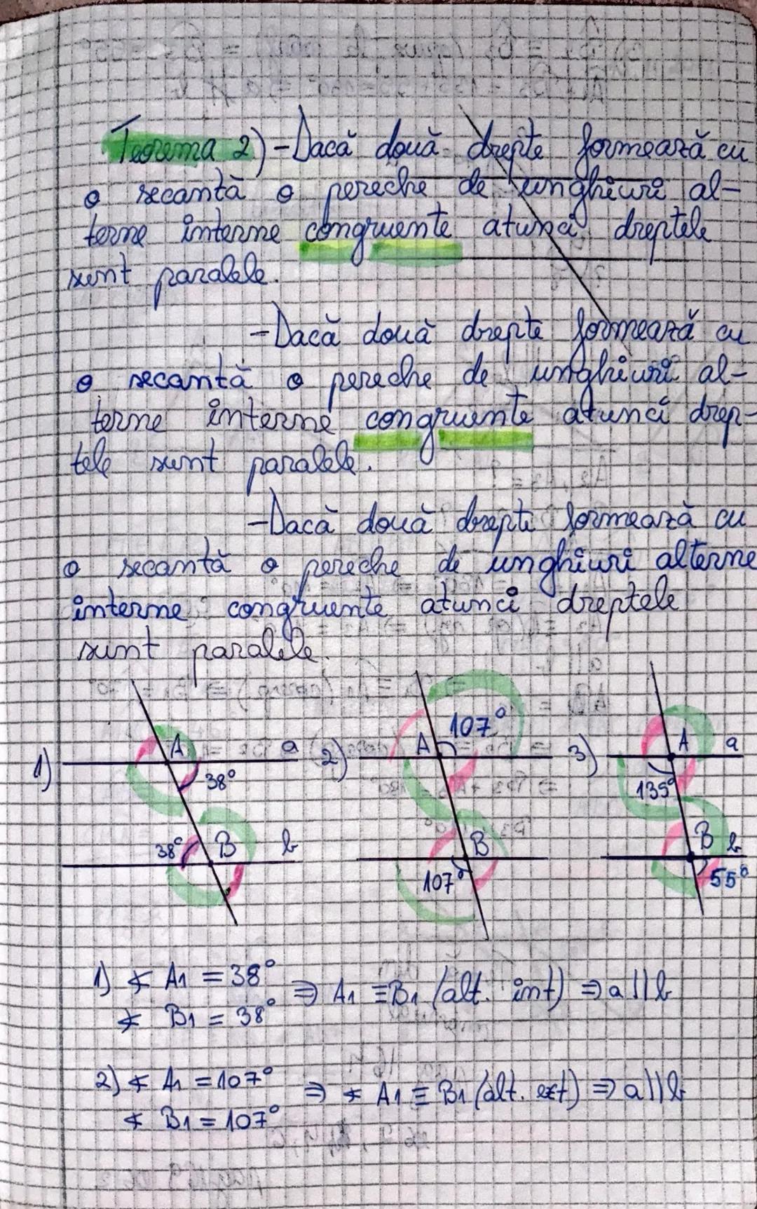 2
43
Tereme de
paralelism
STA
γλεντ
10
Teorema
cu
Vo secantă perechi
Două dorapte formsară Vo
de unghiuri
1. alterme interne
2. alterne