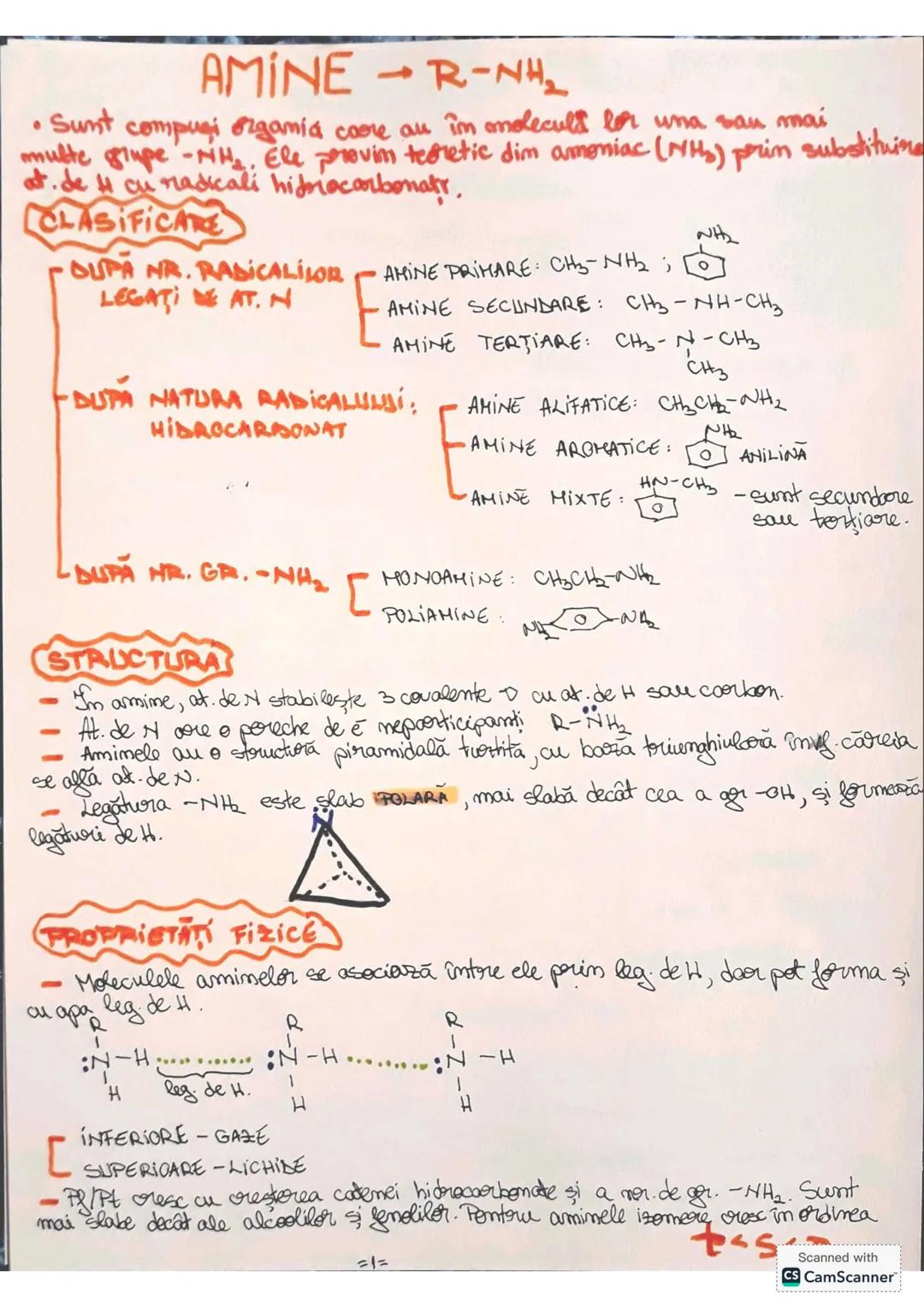 --- OCR Start ---
AMINER-NH2
• Sunt compusi organia care au în moleculd for una sau mai
multe grupe -NH2. Ele provim teoretic dim amoniac (N