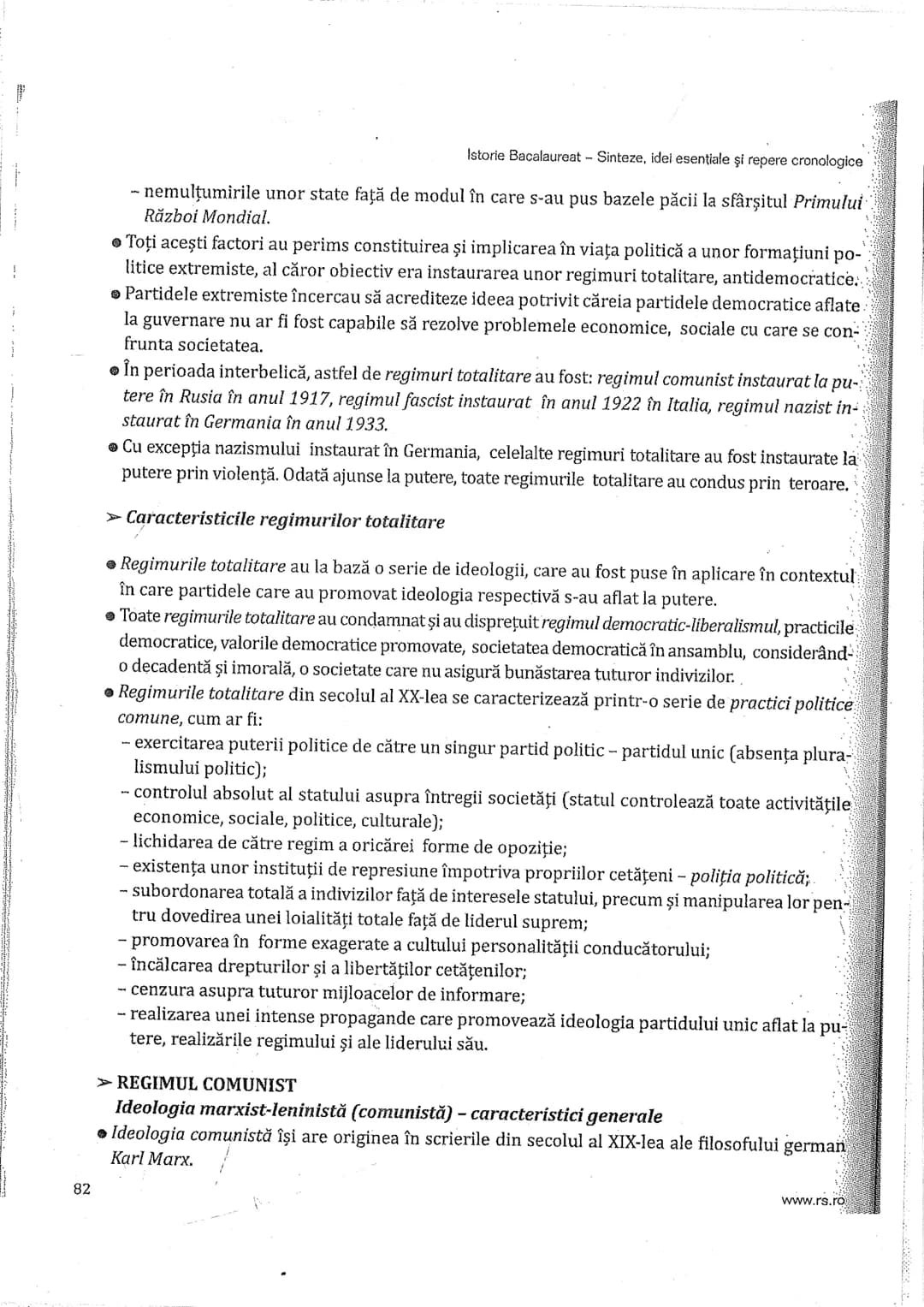 # Cap Vi
Istorie Bacalaureat - Sinteze, idei esenţiale şi repere cronologice
# Secolul al XX-lea între democrație și
totalitarism. Ideolog