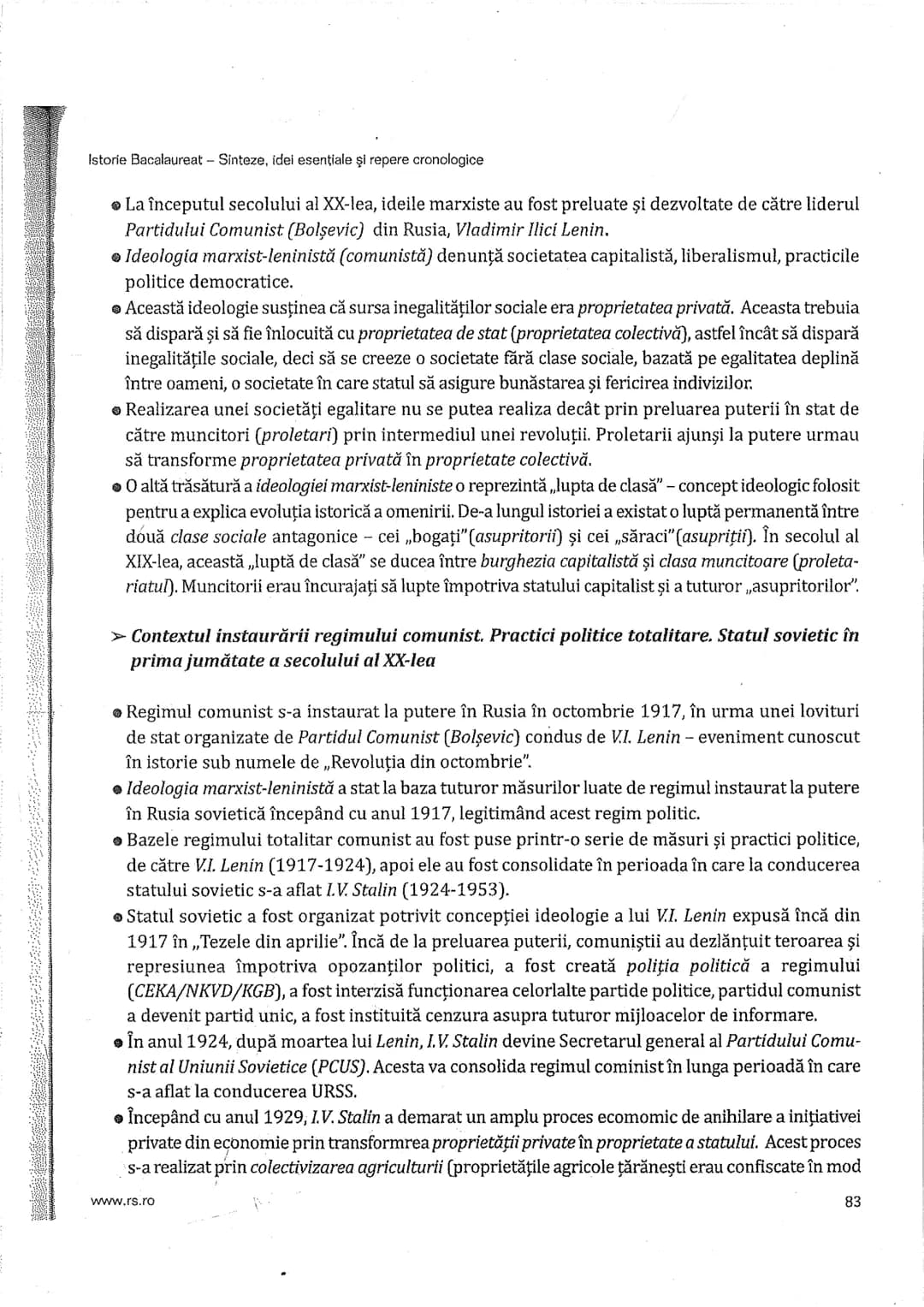 # Cap Vi
Istorie Bacalaureat - Sinteze, idei esenţiale şi repere cronologice
# Secolul al XX-lea între democrație și
totalitarism. Ideolog