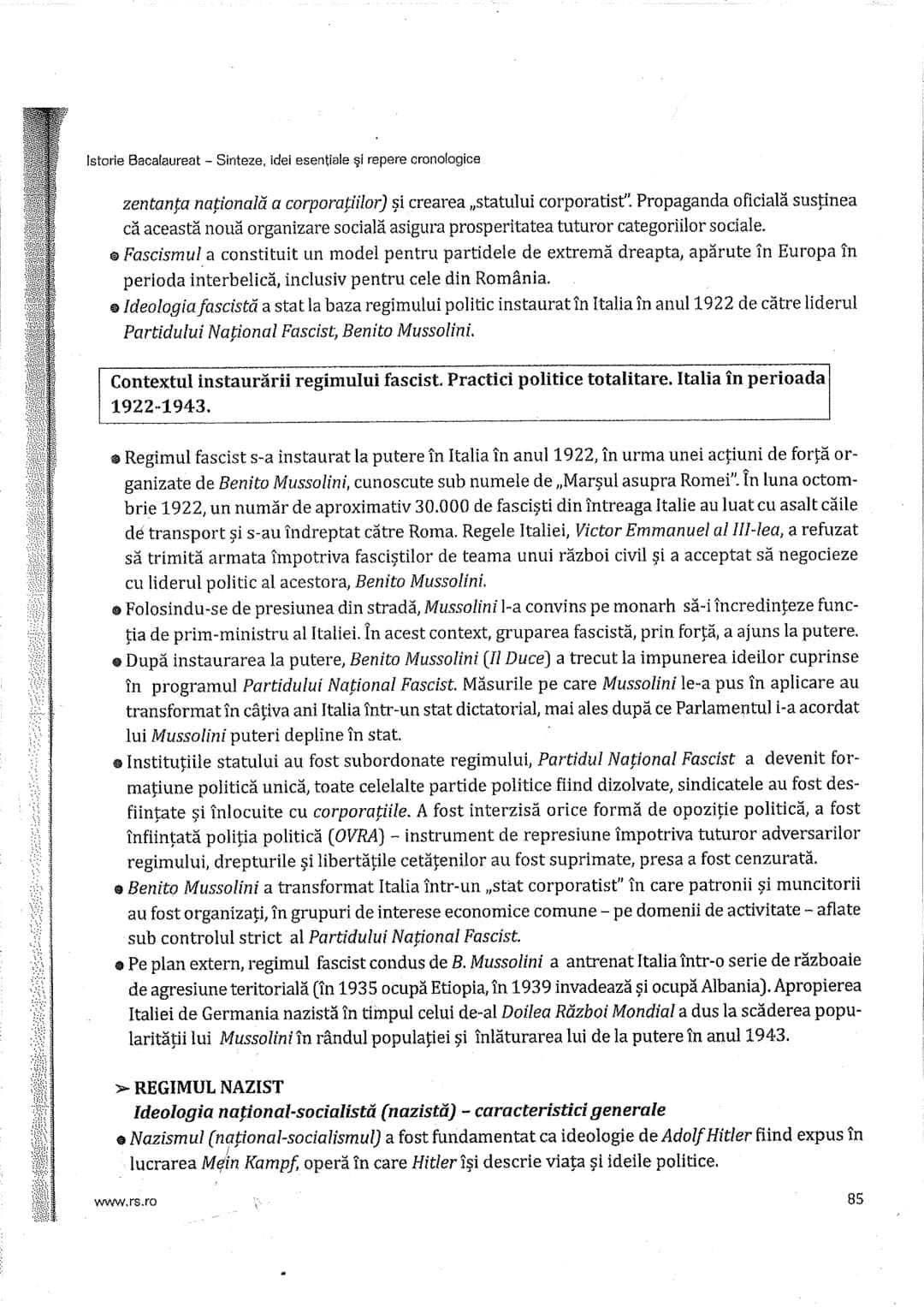 # Cap Vi
Istorie Bacalaureat - Sinteze, idei esenţiale şi repere cronologice
# Secolul al XX-lea între democrație și
totalitarism. Ideolog
