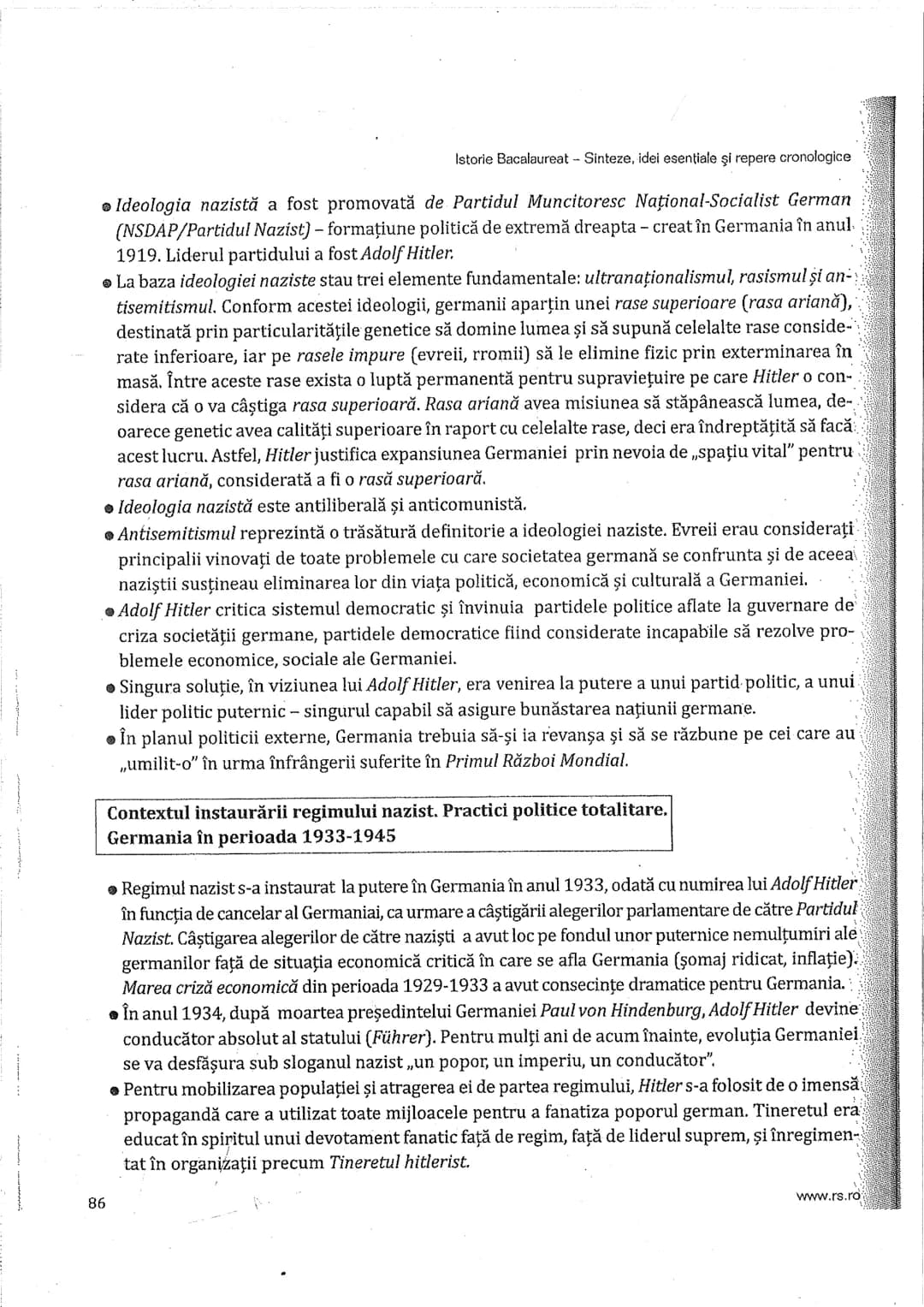 # Cap Vi
Istorie Bacalaureat - Sinteze, idei esenţiale şi repere cronologice
# Secolul al XX-lea între democrație și
totalitarism. Ideolog
