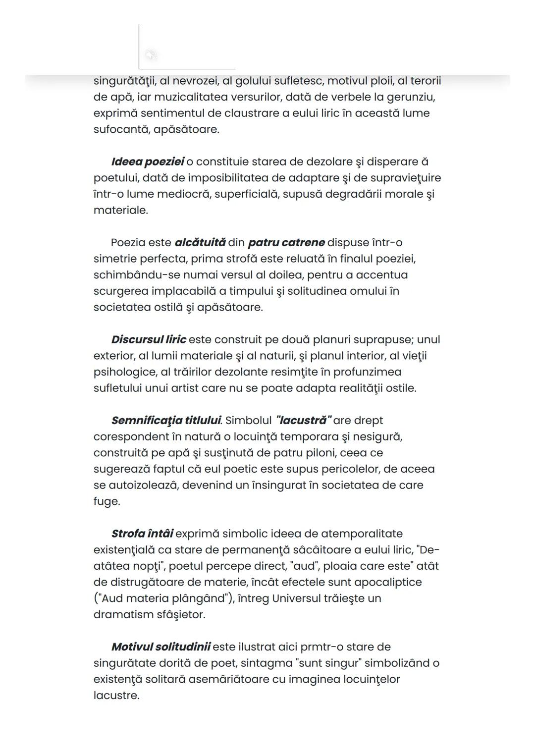 # BAC ROMÂNĂ
Lacustră
George Bacovia
~1916~
Citat: Despre G. Bacovia, N. Manolescu afirma ca este
simbolist prin formatie, dar care isi de