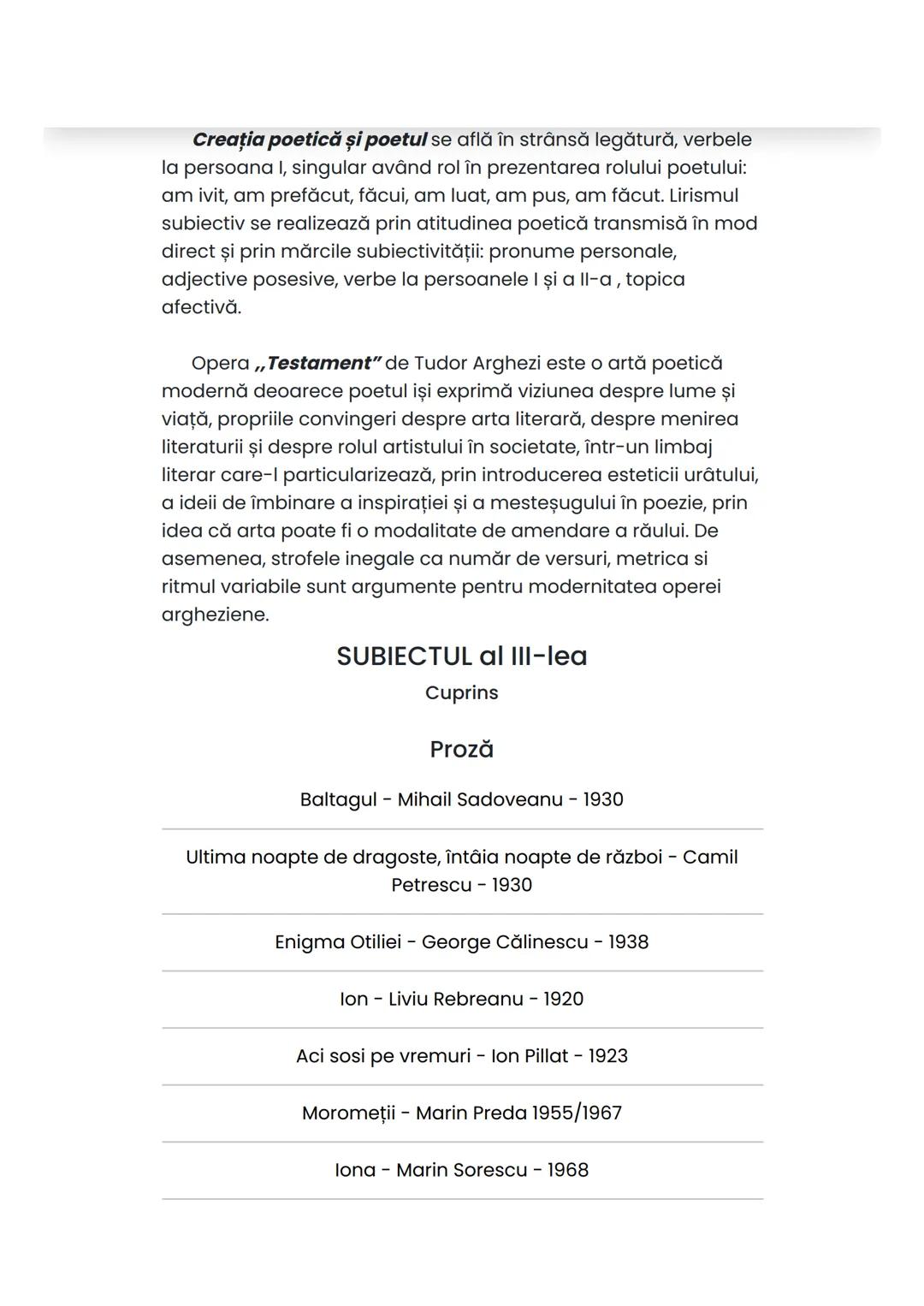 # BAC ROMÂNĂ
Testament
Tudor Arghezi
~1927~
CITAT: Poezia e însăşi viaţa, e umbra și lumina care
catifelează natura și dă omului senzația