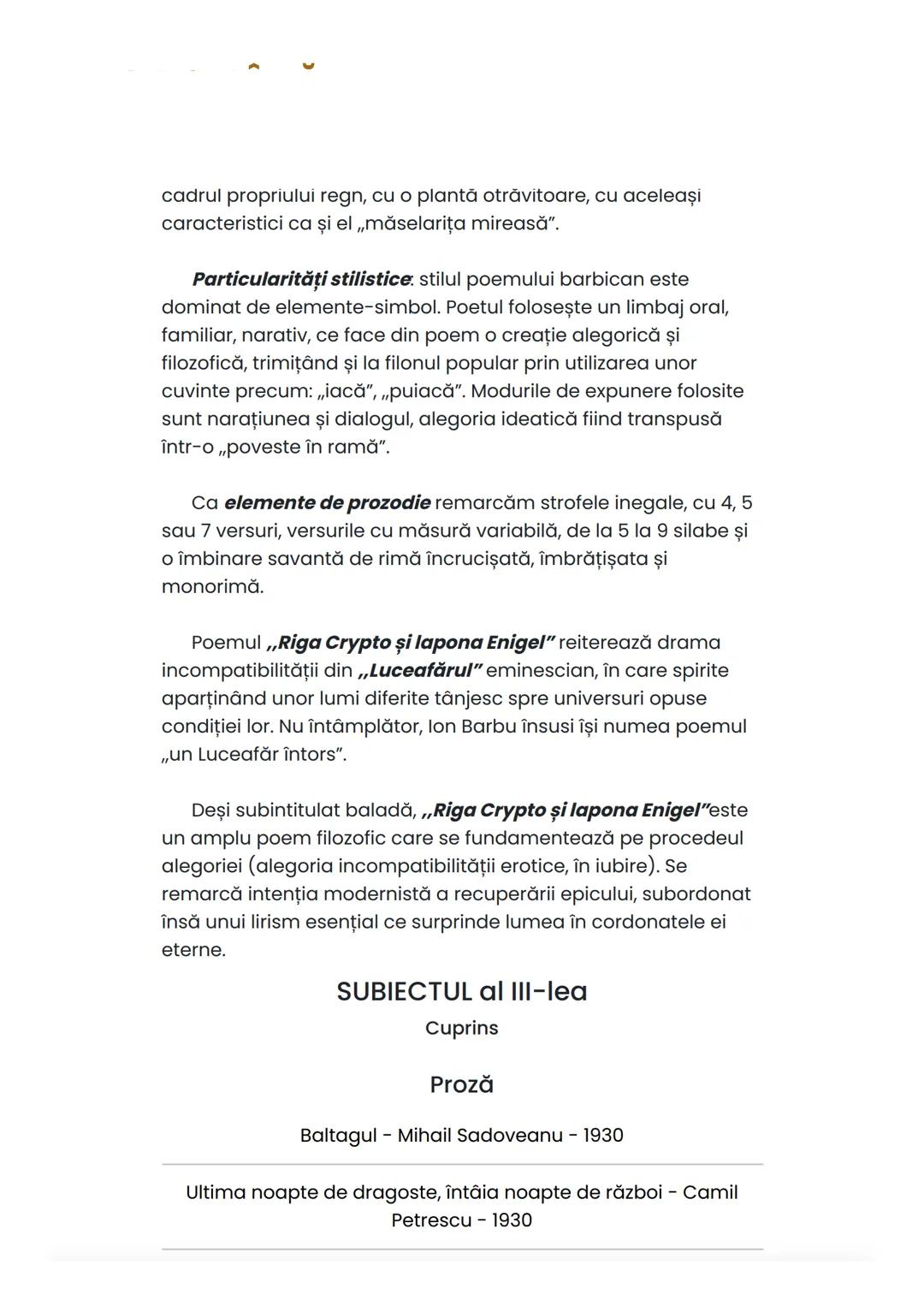 # BAC ROMÂNĂ
Riga Crypto și Lapona Enigel
Ion Barbu
~ 1924~
Citat:,,Ca în geometrie înțeleg prin poezie o anumită
simbolistică pentru re