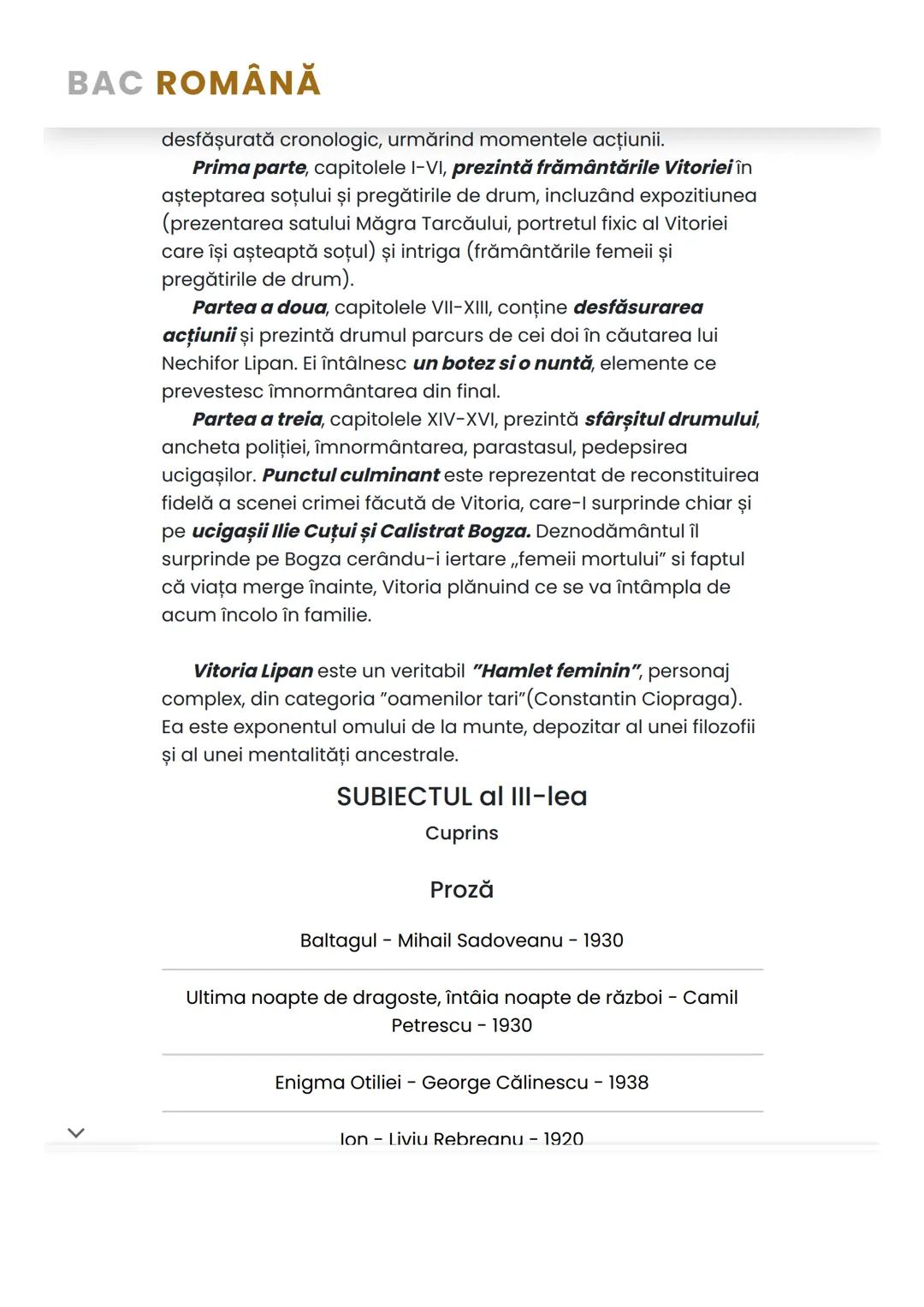 # BAC ROMÂNĂ
Baltagul
Vitoria Lipan - Caracterizare
~1930~
Sadoveanu este un scriitor realist cu viziune romantică, un
povestitor creator