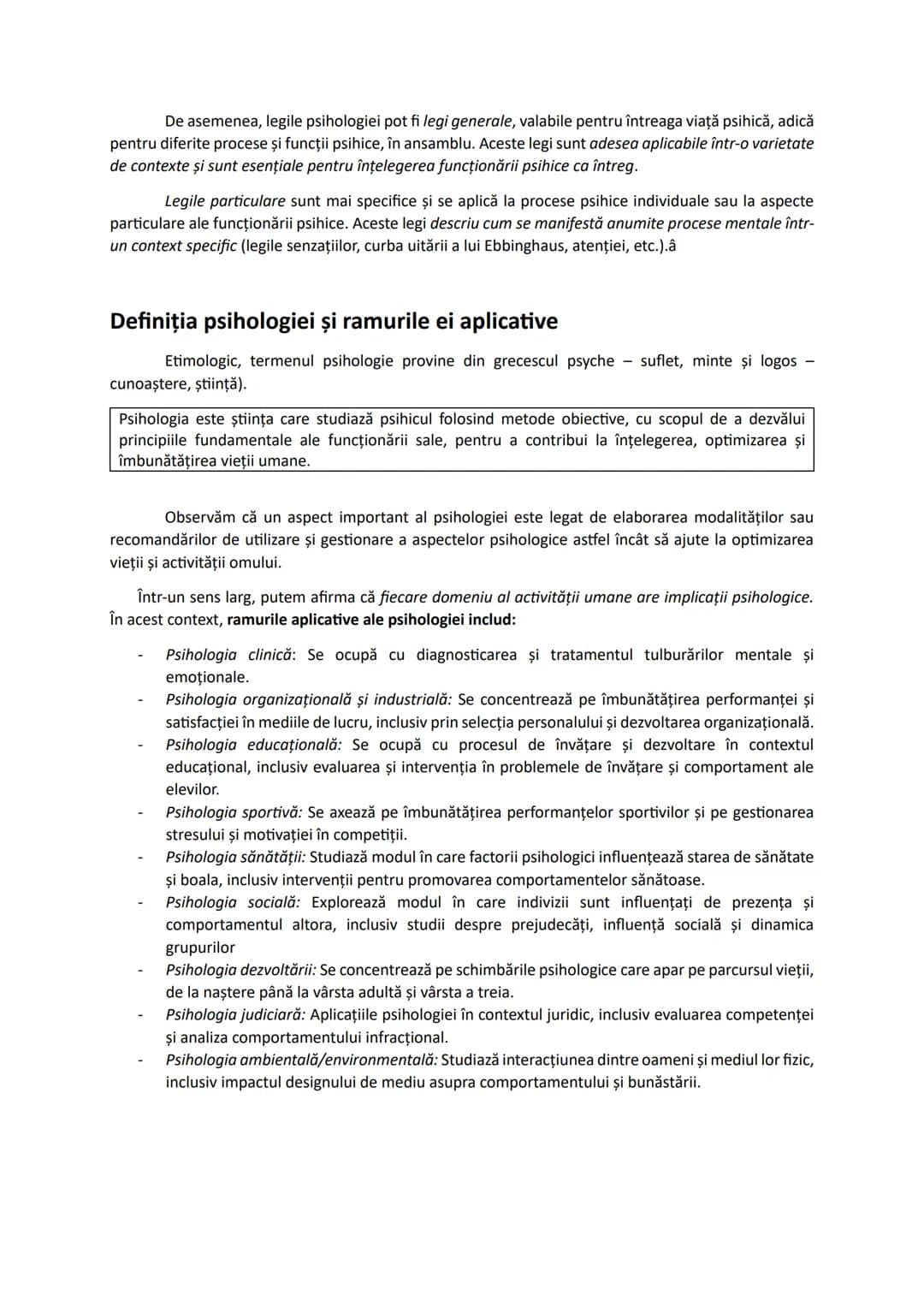 # Specificul obiectului psihologiei
Obiectul de studiu al psihologiei este diferit de obiectul de cercetare al altor ştiinţe. El nu este
ce