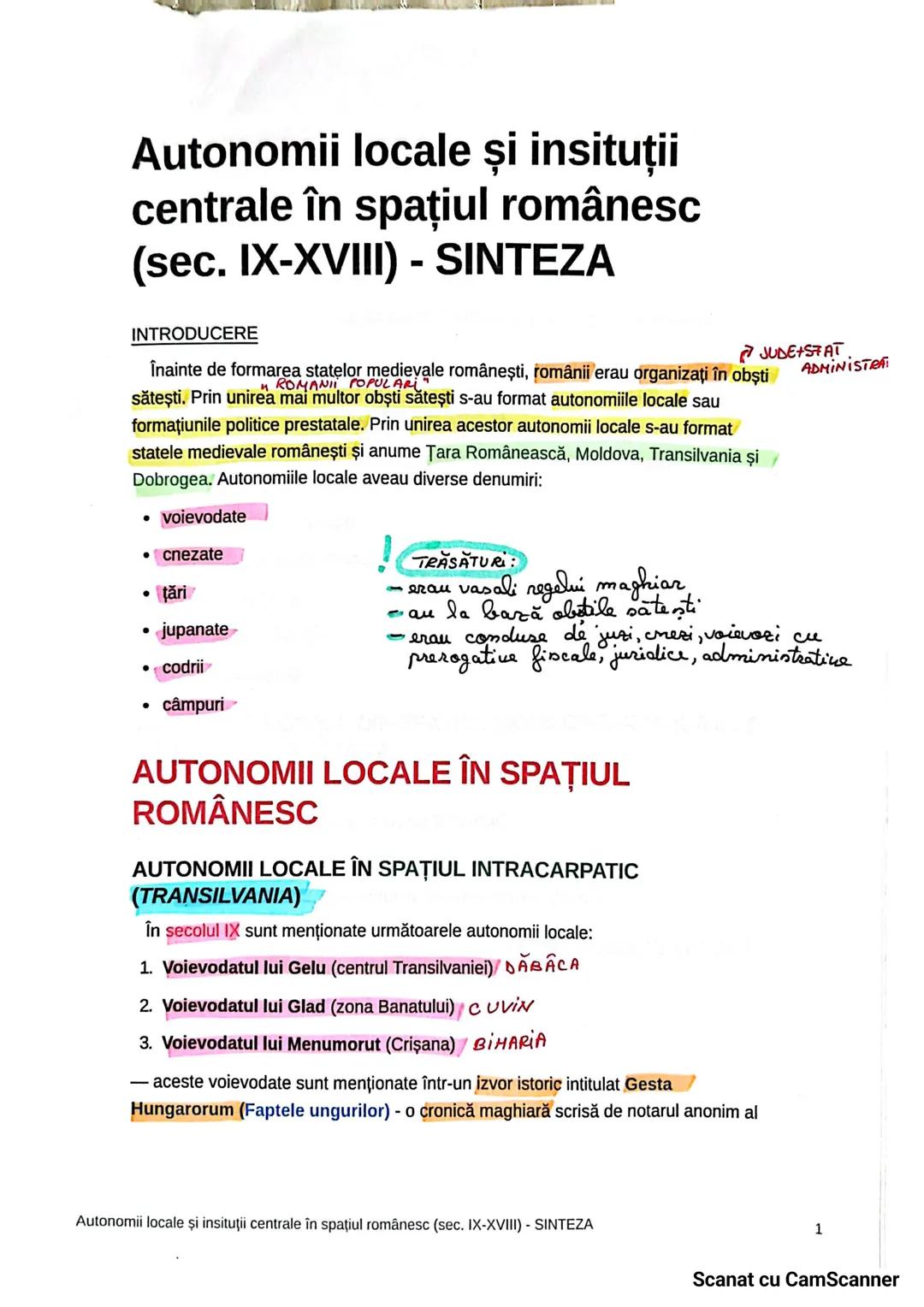 # Autonomii locale și insituții
centrale în spațiul românesc
(sec. IX-XVIII) - SINTEZA
INTRODUCERE
ROMANII POPULARI
Înainte de formarea sta