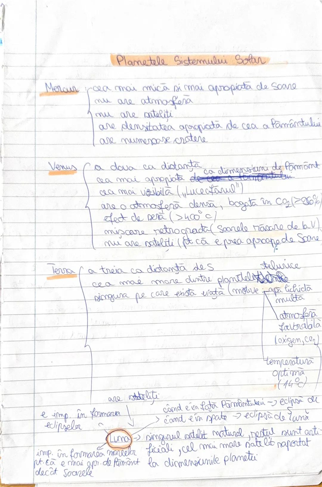 Planetele Sistemului Solar
Mercur cea mai mică si mai apropiata de soare
nu are atmosfera
nu are sateliti
are densitatea apropiată de cea