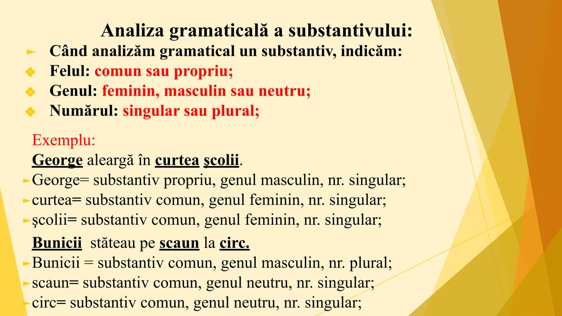 SUBSTANTIVUL
Clasa a III-a
Şcoala Gimnazială Racovița
Prof. înv. primar FOGOROȘ
CRISTINA-GABRIELA Definiţie:
- Substantivul este partea d