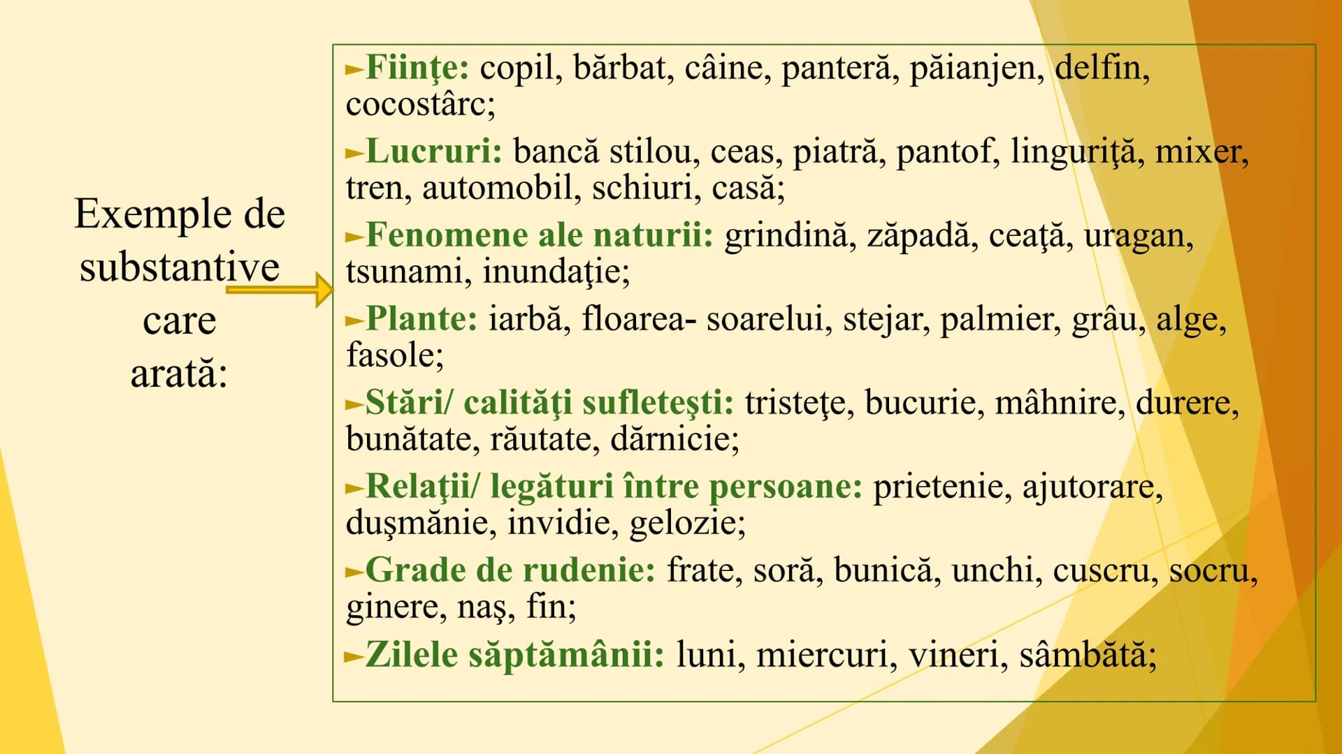 SUBSTANTIVUL
Clasa a III-a
Şcoala Gimnazială Racovița
Prof. înv. primar FOGOROȘ
CRISTINA-GABRIELA Definiţie:
- Substantivul este partea d
