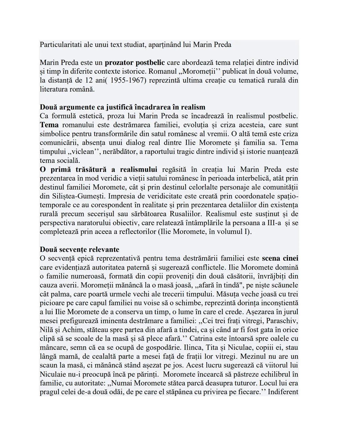 Argumentare Morometii