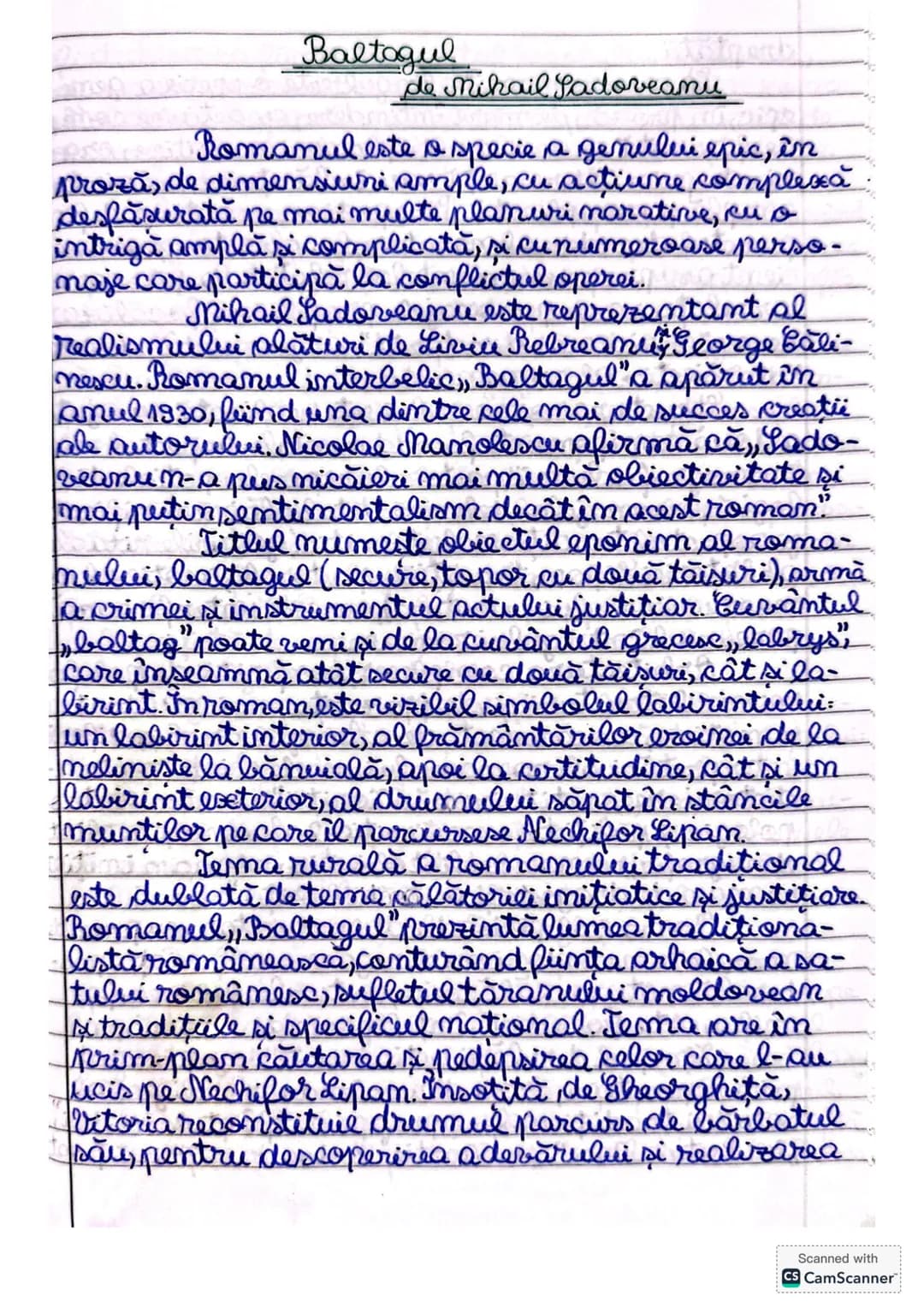 # Baltogul
de Mihail Sadoveanu
Romanul este o specie a genului epic, în
proză, de dimensiuni ample, cu actiune complexa
desfasurată pe mai