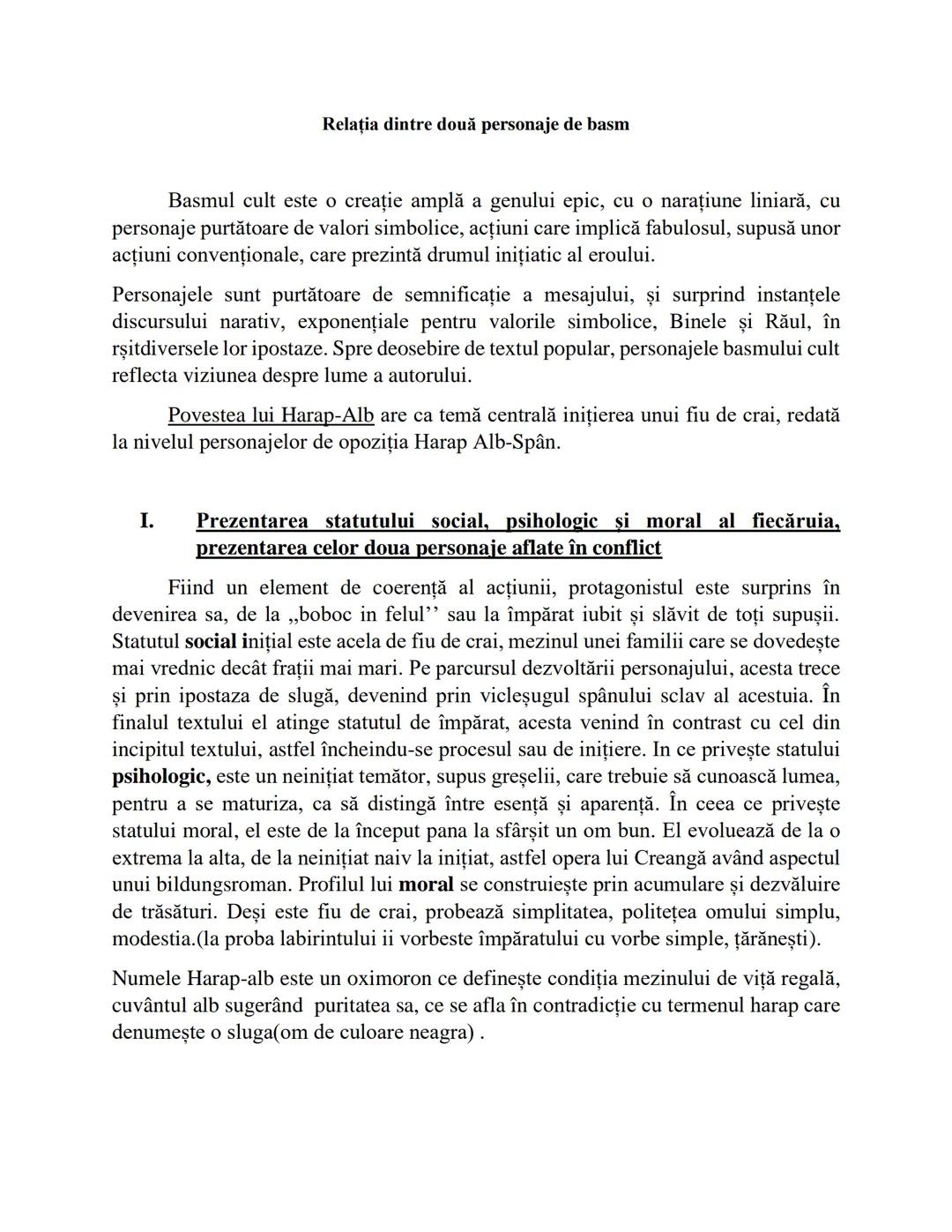 # Relația dintre două personaje de basm
Basmul cult este o creație amplă a genului epic, cu o narațiune liniară, cu
personaje purtătoare de