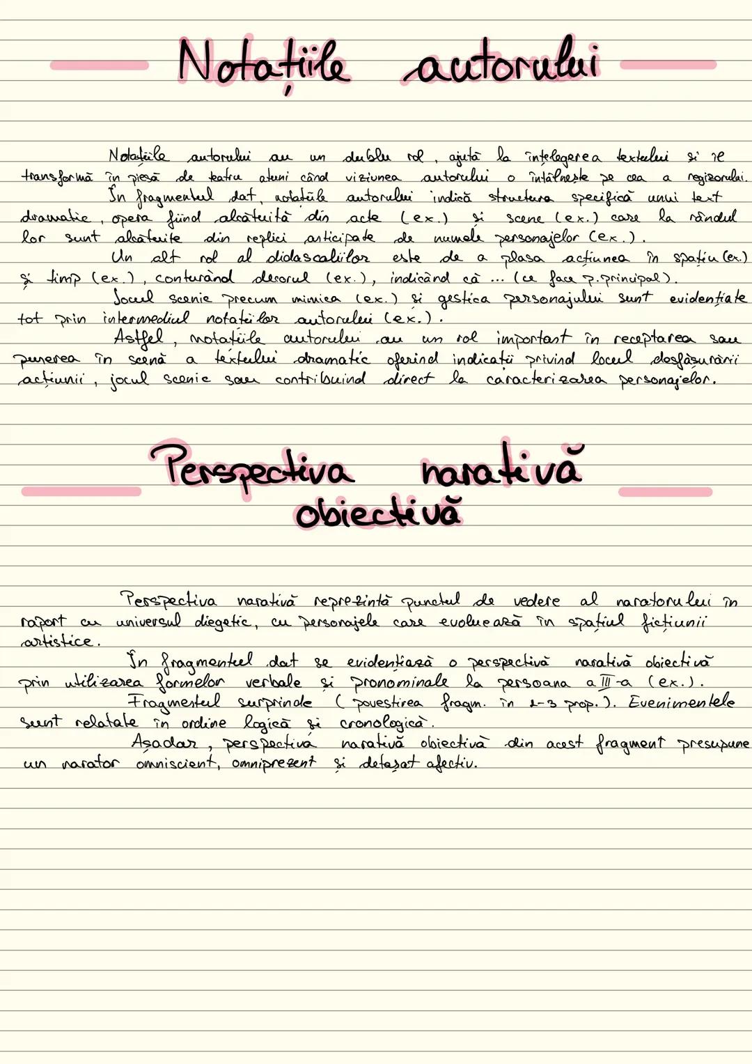 # Notațiile autorului
Notațiile autorului au un dublu rol, ajută la întelegerea textului si re
transformă în piesă de teatre atuni când viz