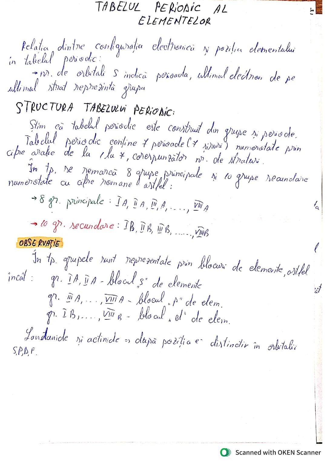 Tabelul periodic al elementelor. Caracterul metalic/ nemetalic. Chimie anorganică BAC