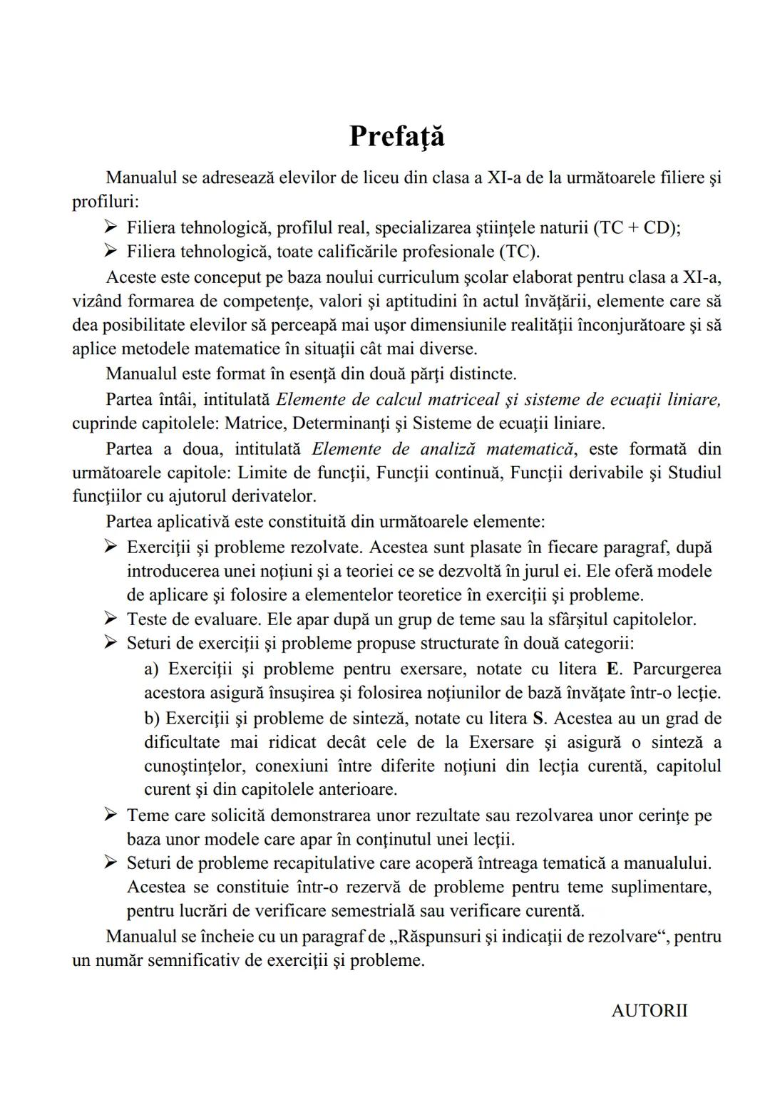 MINISTERUL EDUCAȚIEI ȘI CERCETĂRII
Marius Burtea
Georgeta Burtea
MATEMATICĂ
Manual pentru clasa a XI-a M2
Filiera teoretică, profilul real,