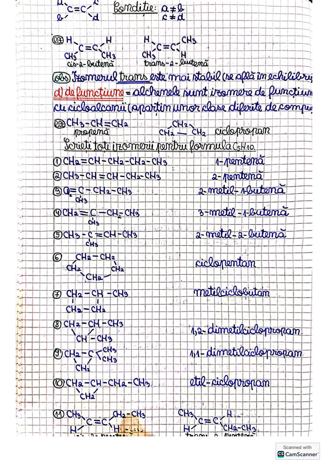 # Alchene (Olefine)
①Definitie: Alchenele sunt hidrocarburi aciclice ne-
saturate care conțin în molecula lor o legătură cora-
lentă dublă