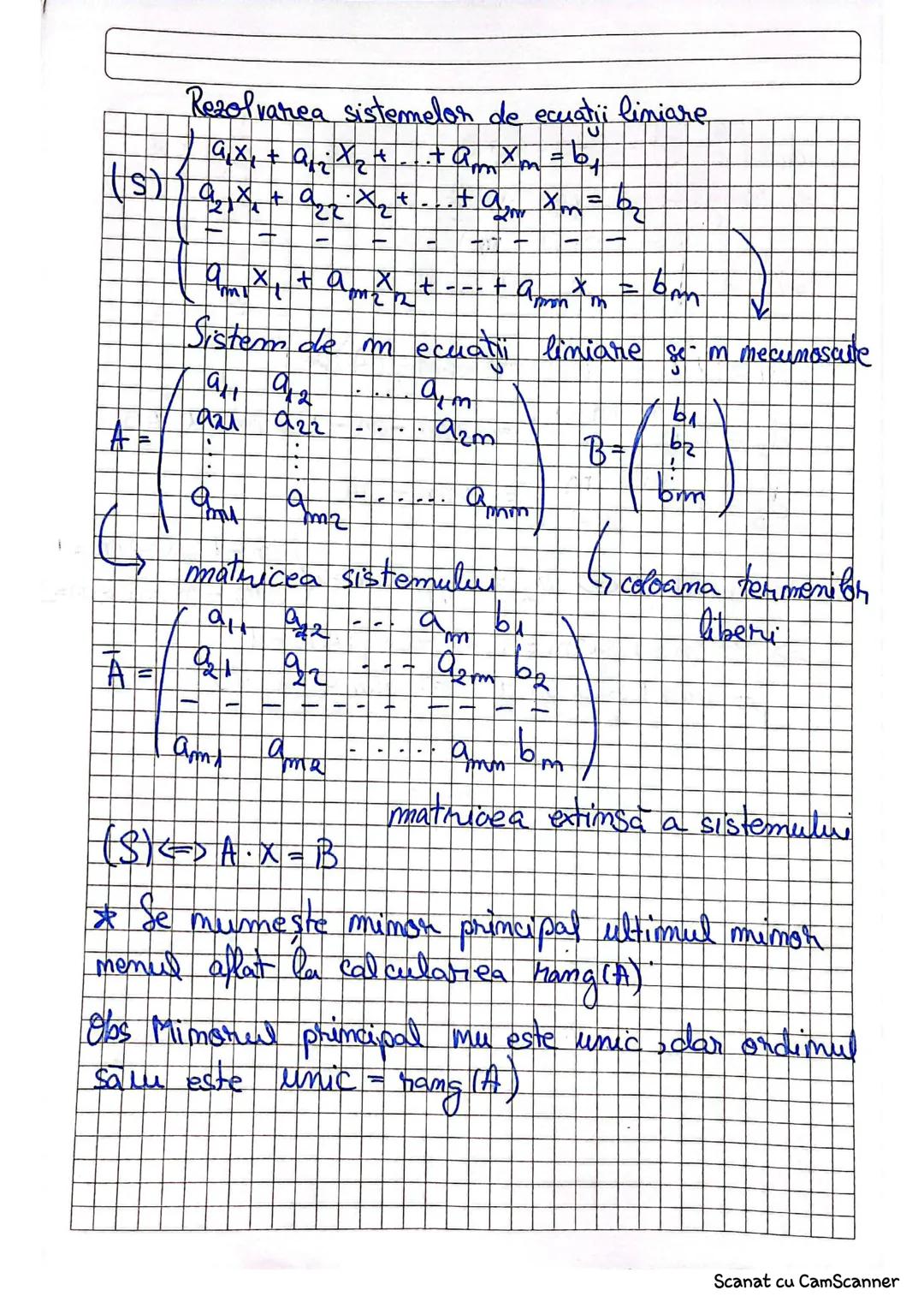 8.01.2025
Sisterme de ecuaţiei limiare
$a_{11} \cdot x_1 + a_{12}x_2 + a_{13}x_3+...+a_{1m}x_m = b_1$
(S) $\begin{cases} a_{21} \cdot x_1