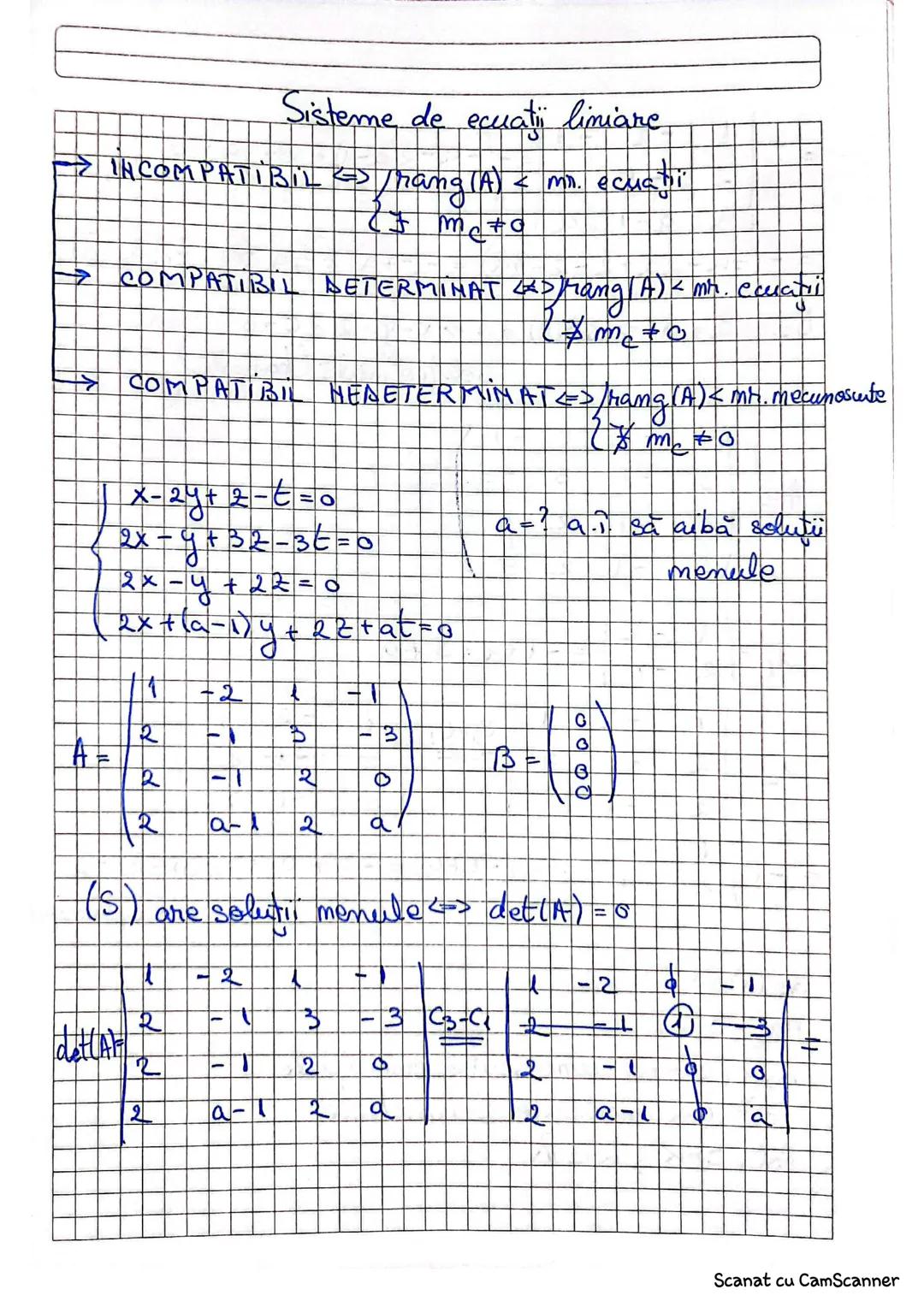 8.01.2025
Sisterme de ecuaţiei limiare
$a_{11} \cdot x_1 + a_{12}x_2 + a_{13}x_3+...+a_{1m}x_m = b_1$
(S) $\begin{cases} a_{21} \cdot x_1