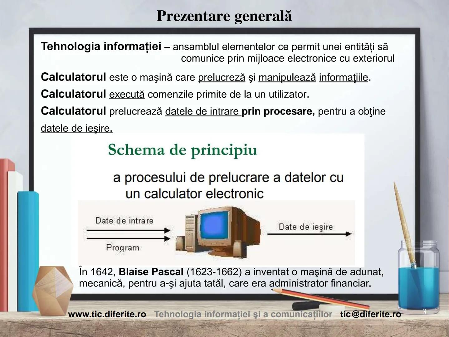 # Structura calculatorului personal
1 Cuprins:
1. Prezentare generală
2. Date. Informaţii. Măsurarea lor
3. Structura unui calculator
4. T