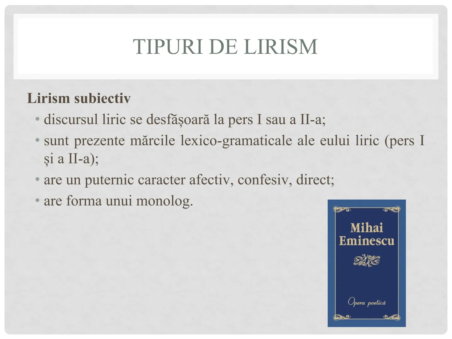 # GENUL LIRIC
ELEMENTE SPECIFICE ETIMOLOGIE
• termenul de poezie provine din fr. poesie, lat. poesis, gr.
poiesis, „creaţie", iar cuvântul