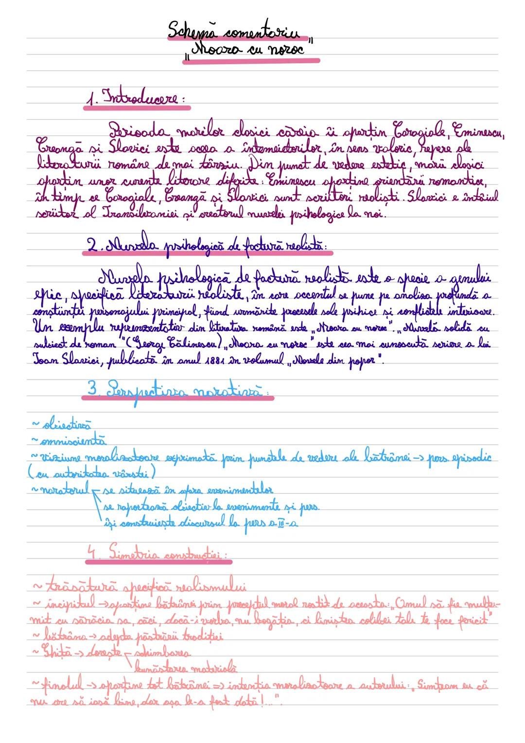 # Schema comentariu
Moara cu noroc
1. Introducere:
Perioada morilor clasici careia îi spartin Corogiale, Eminescu,
Creangă si Slovici este
