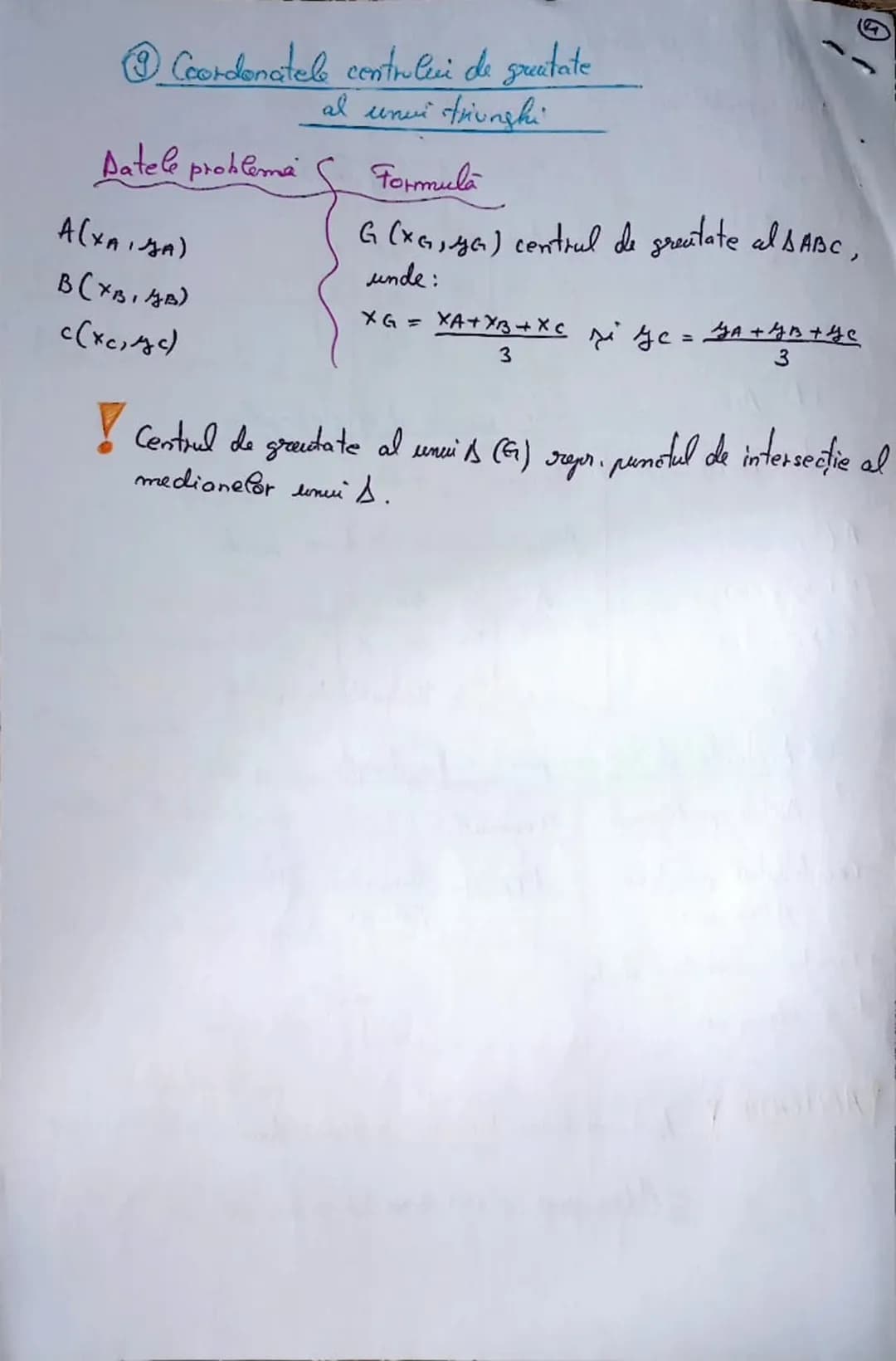 # Capitolul: Geometrie analitică
① Distanța dintre docia puncte (Lungimea unui segment)
| Datele problemei | Formula |
|---|---|
| A (XA,