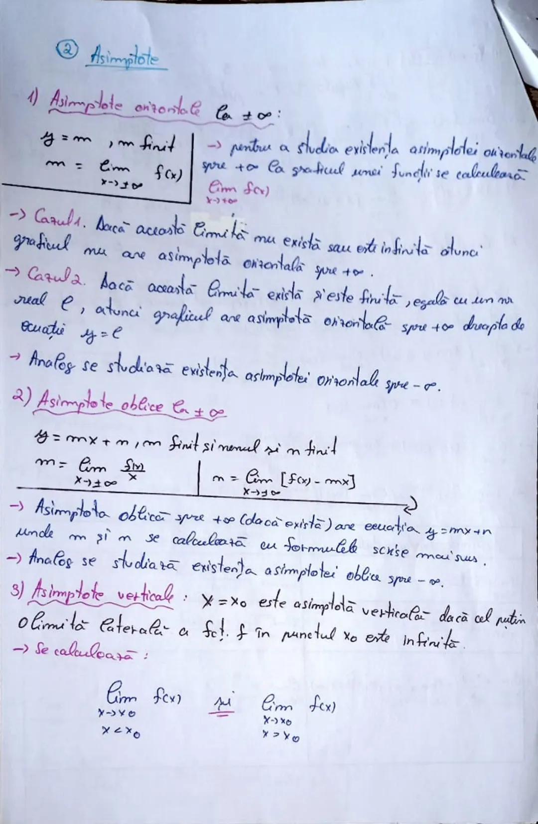 # Capitolul 7: Limite de funcții
Asimptote
(1) Limite de funcții
* Noțiuni introductive : $\forall \epsilon \in \mathbb{R}, x \in \mathbb