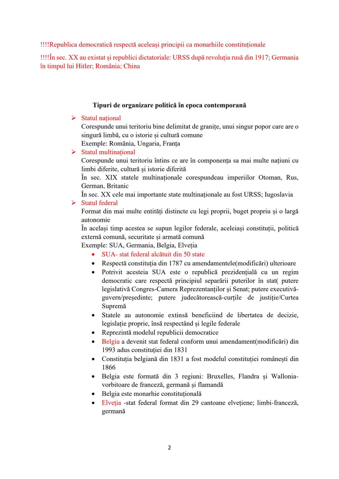 Cap.Statul şi politica în epoca contemporană
I.Forme de organizare politică în epoca contemporană
NOTA: Acest suport de curs este util şi