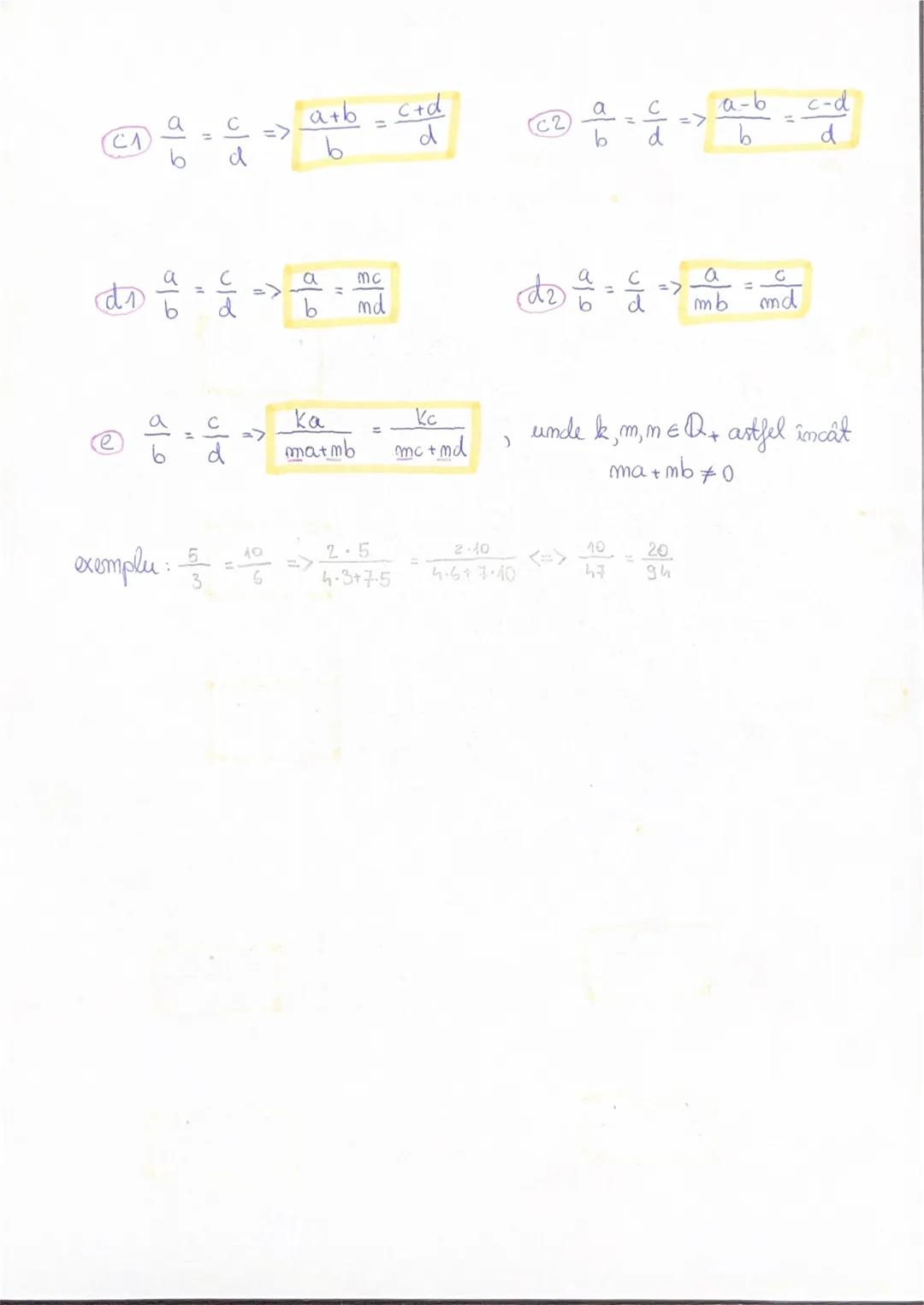 -Proporţii
egalitatea a două rapoarte
$\frac{a}{b} = \frac{c}{d}$
a,d-extremi
b,c - mezi
teorema fundamentală a proportiei ~ într-o propo