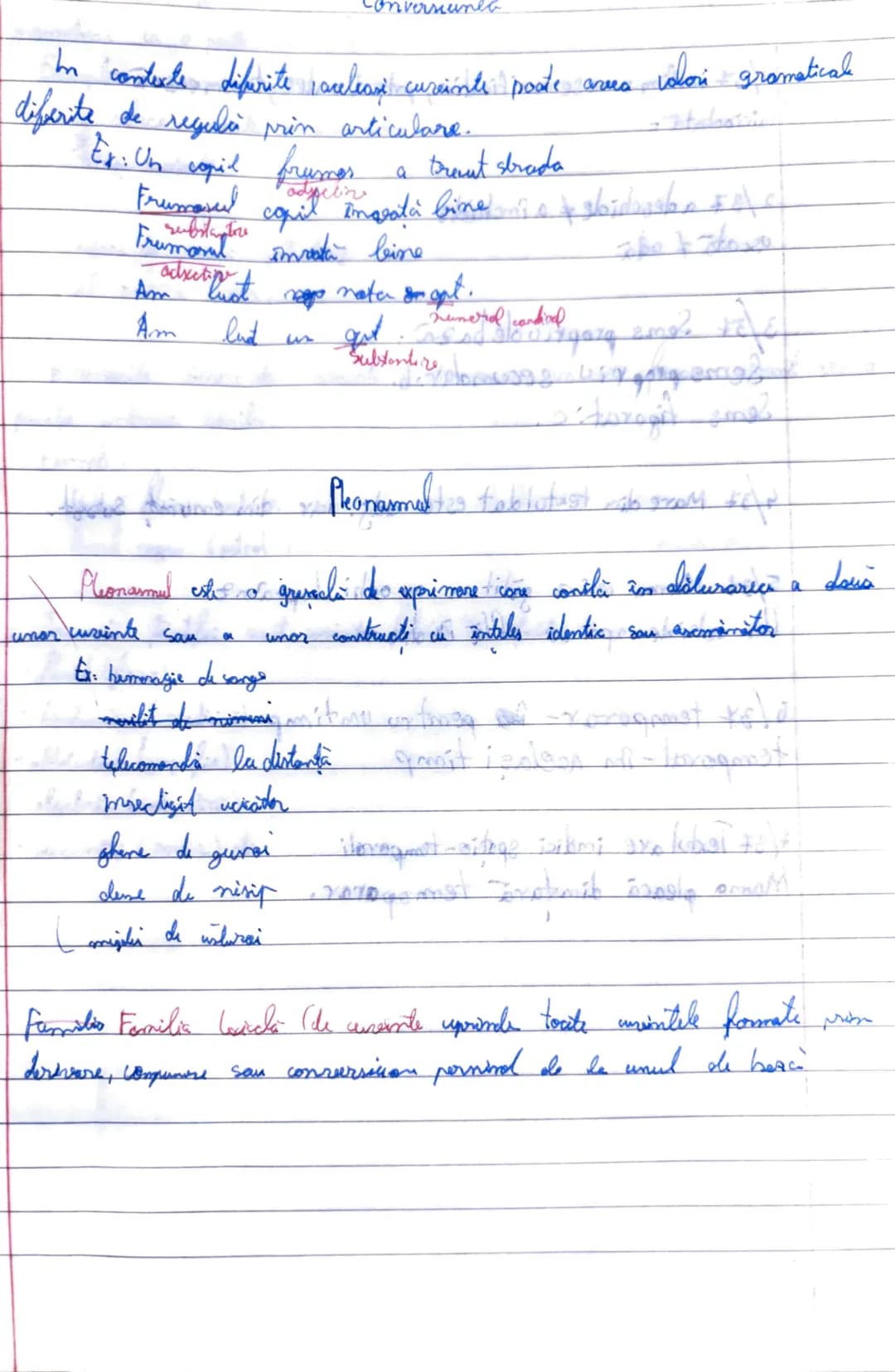 Conversипес
In contexte diferite aceleasi cuvinti poate avea valori gramatical
diferita de regules prin articulare.
Ex: Un copil freeser a