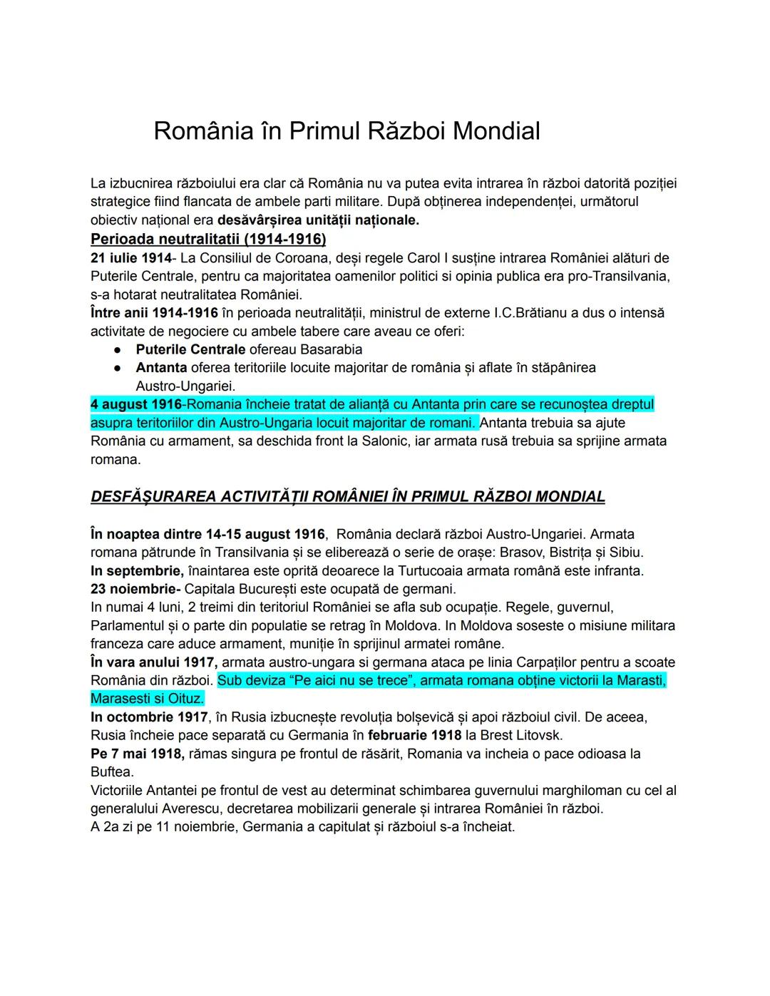 # România în Primul Război Mondial
La izbucnirea războiului era clar că România nu va putea evita intrarea în război datorită poziției
strat