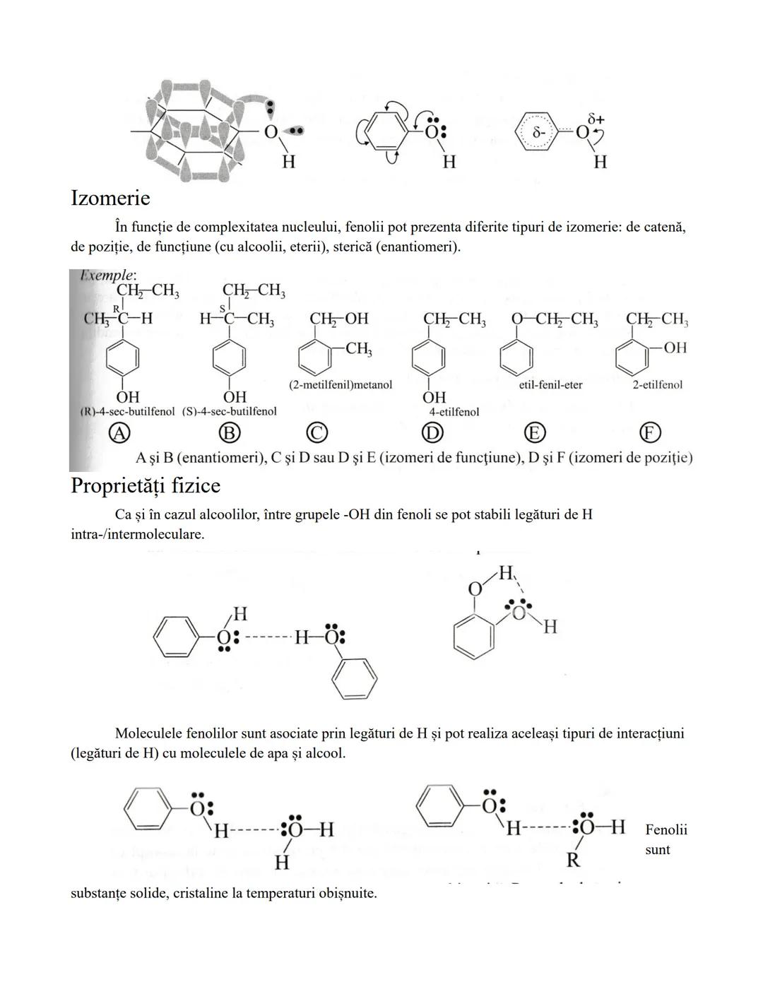 # Fenolii
Caracterizare generală
Fenolii sunt compuși hidroxilici ce conțin grupa hidroxil (-OH) legată de un atom de carbon
hibridizat sp