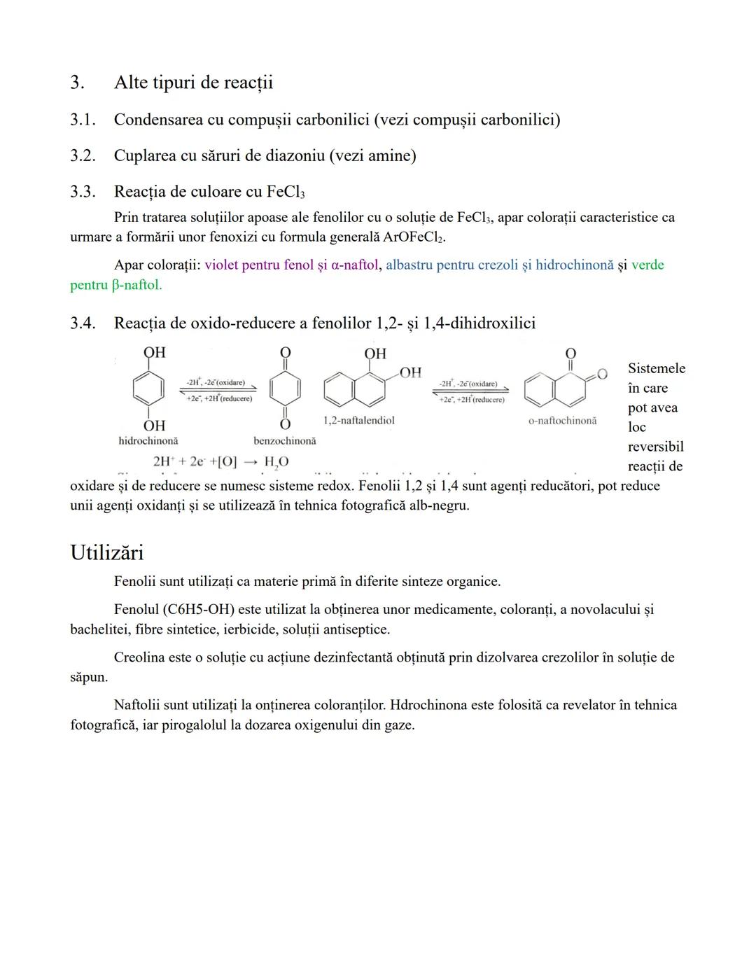 # Fenolii
Caracterizare generală
Fenolii sunt compuși hidroxilici ce conțin grupa hidroxil (-OH) legată de un atom de carbon
hibridizat sp