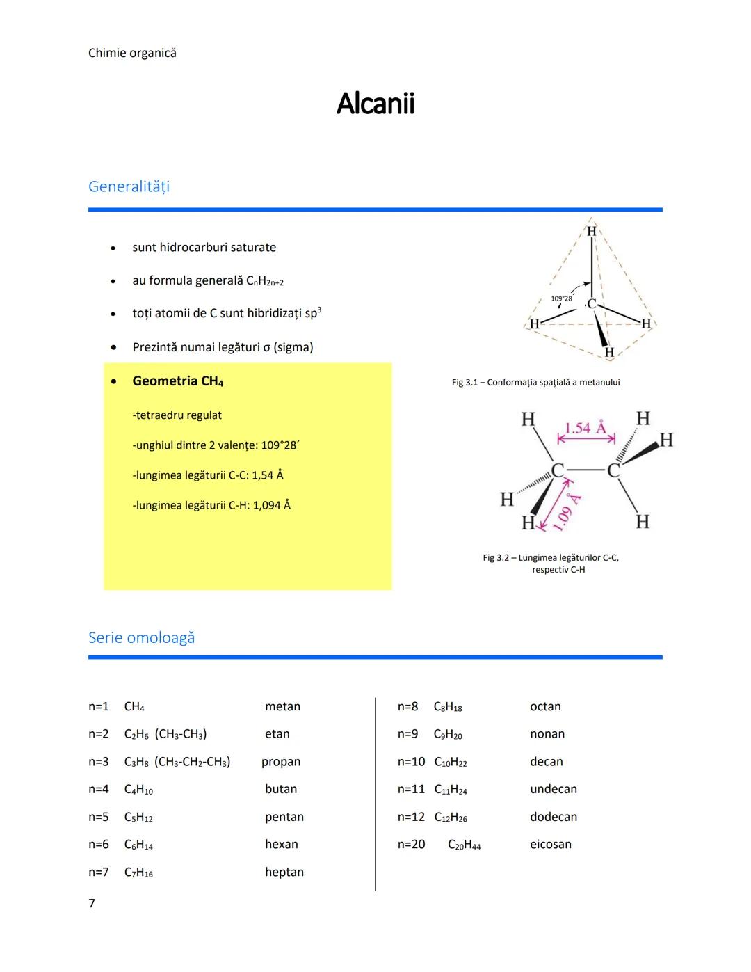 # Chimie organică
# Alcanii
## Generalități
- sunt hidrocarburi saturate
- au formula generală $C_nH_{2n+2}$
- toți atomii de C sunt hibr