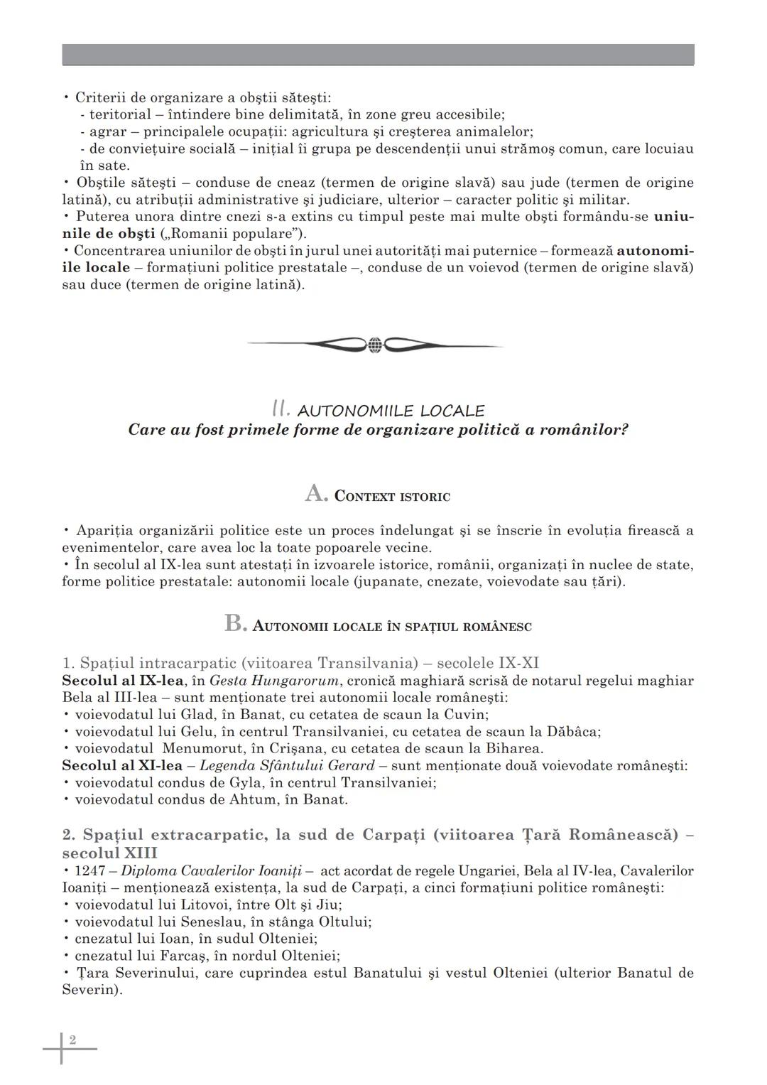 # C. STATUL ŞI POLITICA
4
Autonomiile locale şi instituțiile centrale în
spațiul românesc (secolele IX-XVIII)
I. OBŞTEA SĂTEASCĂ
Cum au