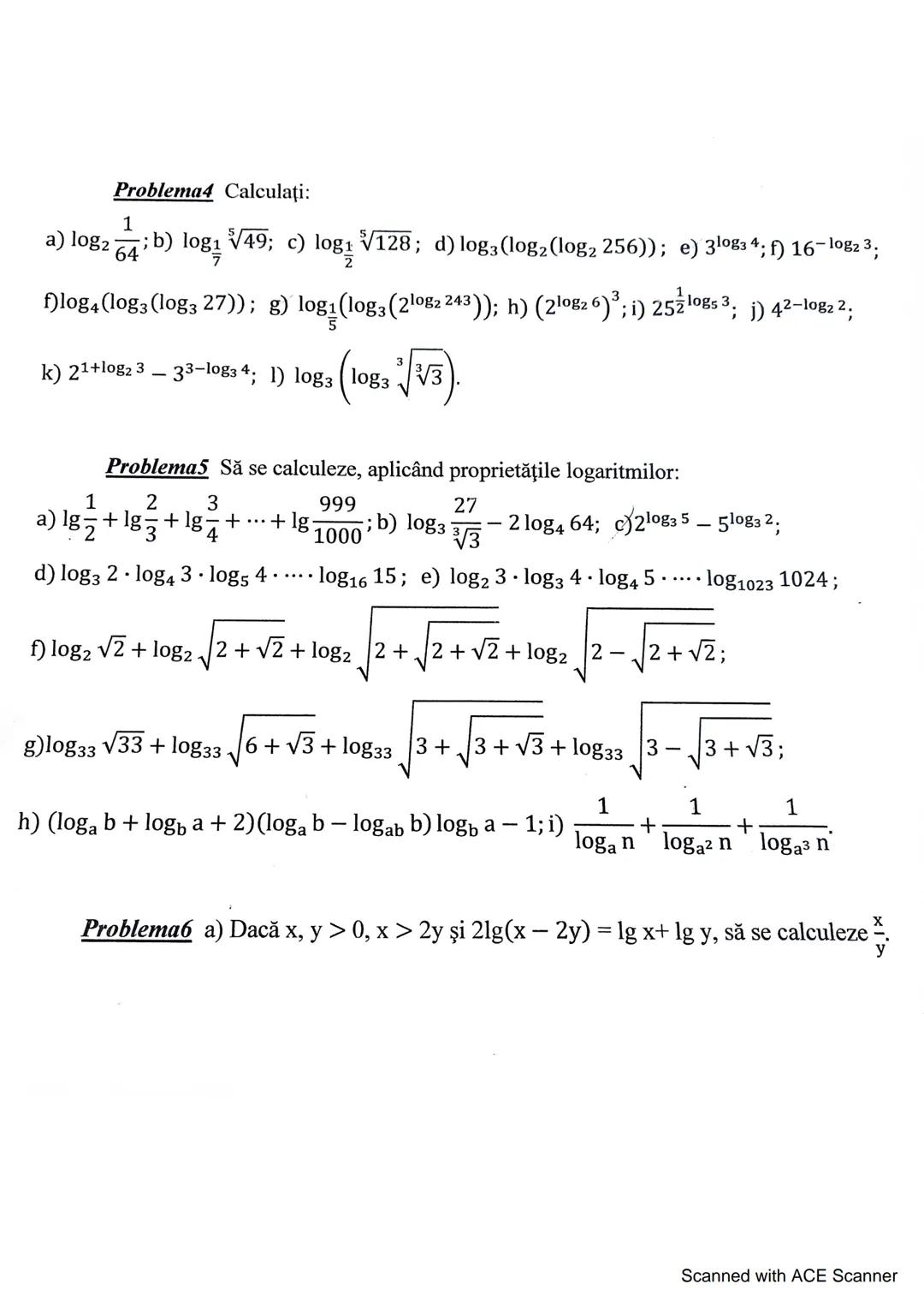 --- OCR Start ---
2
b) Să se calculeze raportul $\frac{x}{y}$ dacă $2\lg x - \lg y = \lg (x + \frac{3}{4}y)$, $x, y > 0$;
c) Fie $x, y > 0$,