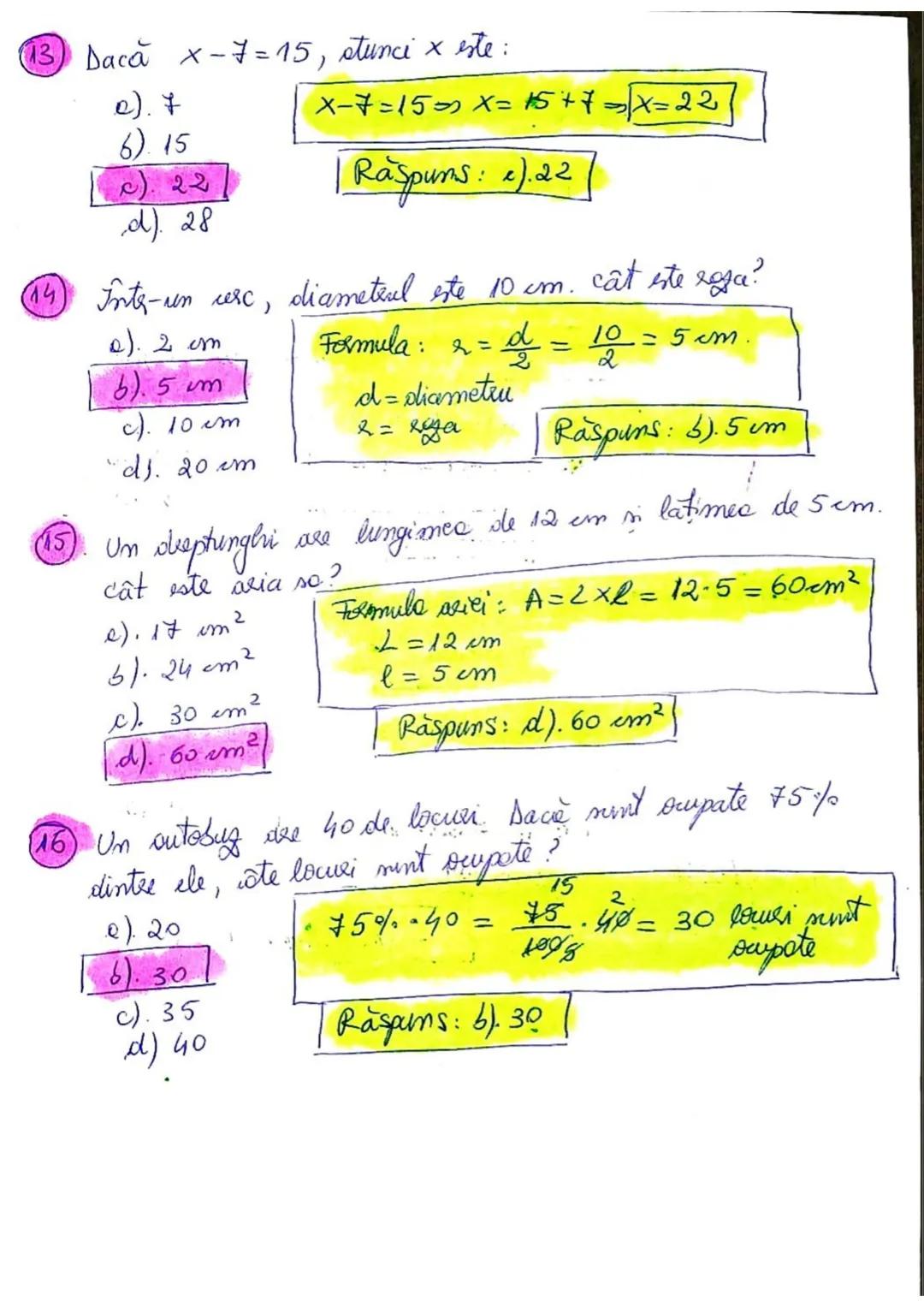Exercitii tip Subiectul I - Matematicoa Evaluace Hastfonda
①. Rezultatul calculului 15+28 ste:
a). 33
6). 43
c). 53
d). 58
(2). Cel ma
