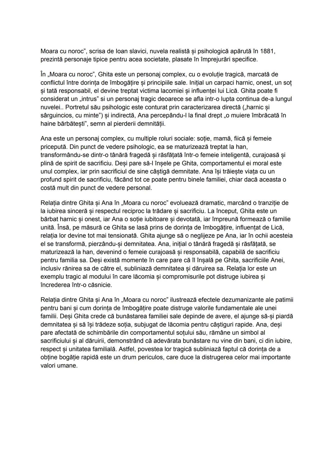 Moara cu noroc", scrisa de loan slavici, nuvela realistă și psihologică apărută în 1881,
prezintă personaje tipice pentru acea societate, pl