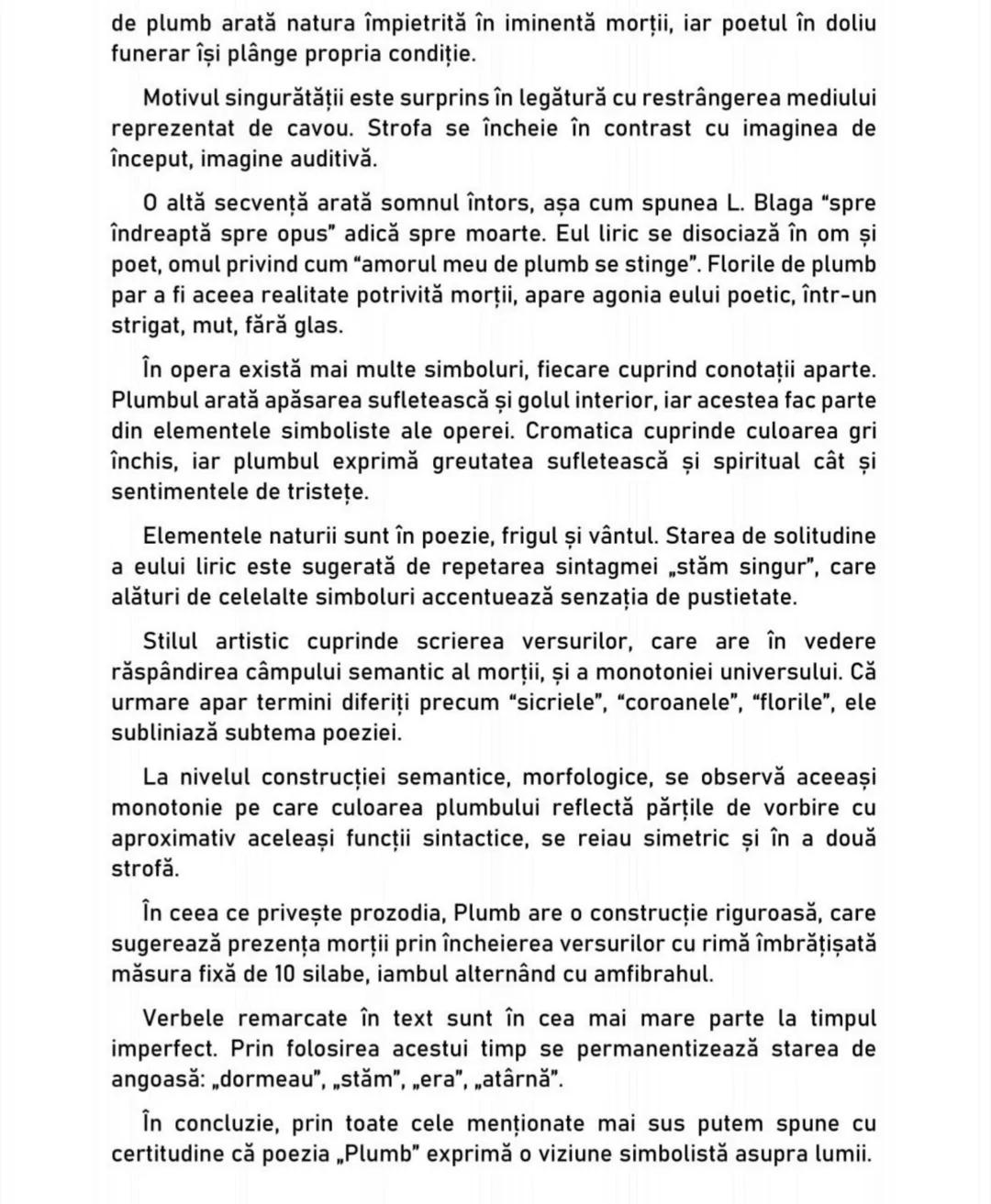 # Plumb
de George Bacovia
* Viziunea despre lume într-o poezie simbolistă •
Simbolismul este un curent literar care se manifestă în pri