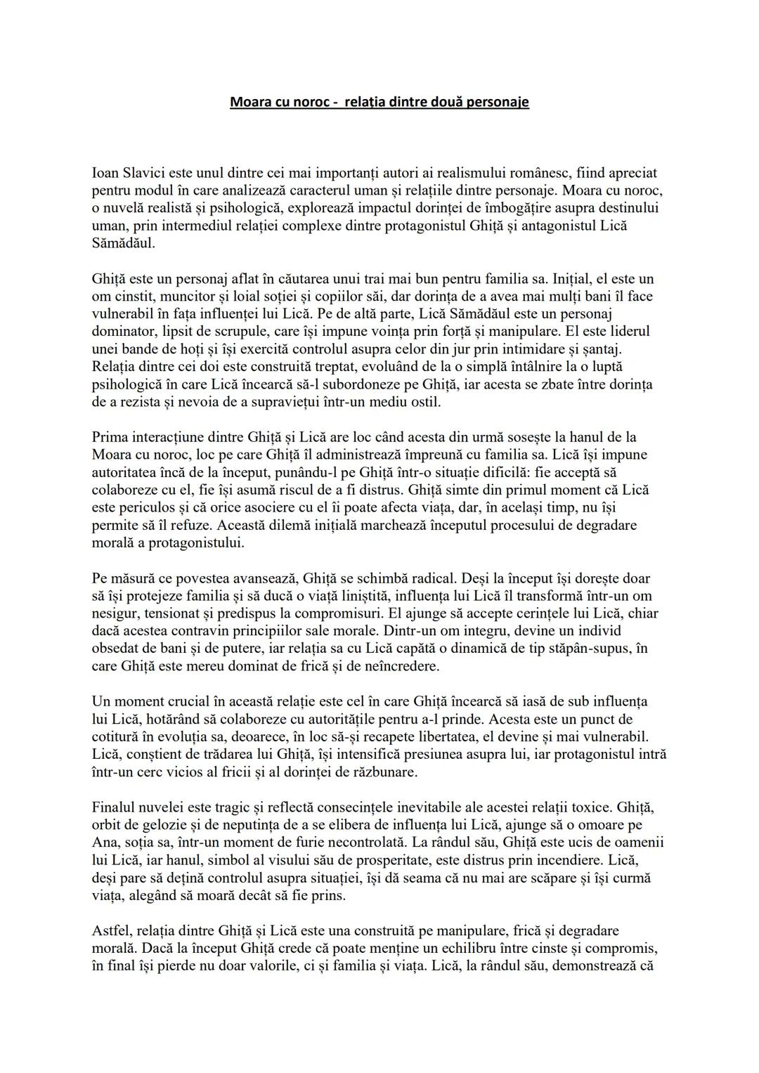 # Moara cu noroc relația dintre două personaje
Ioan Slavici este unul dintre cei mai importanți autori ai realismului românesc, fiind aprec