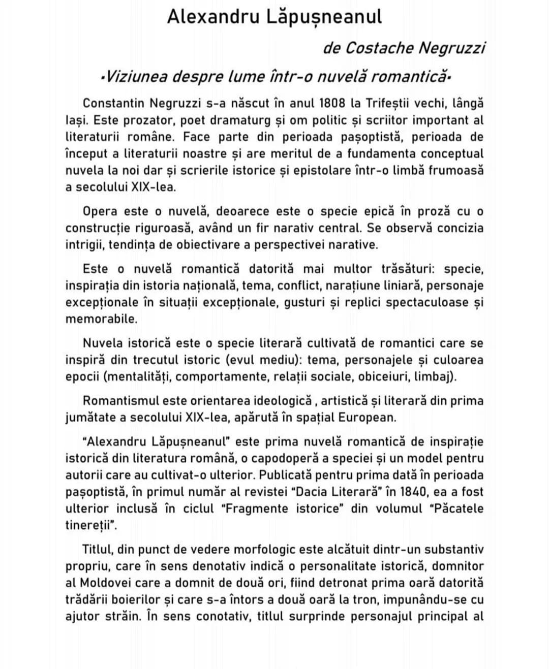 # Alexandru Lăpuşneanul
de Costache Negruzzi
•Viziunea despre lume într-o nuvelă romantică-
Constantin Negruzzi s-a născut în anul 1808 l